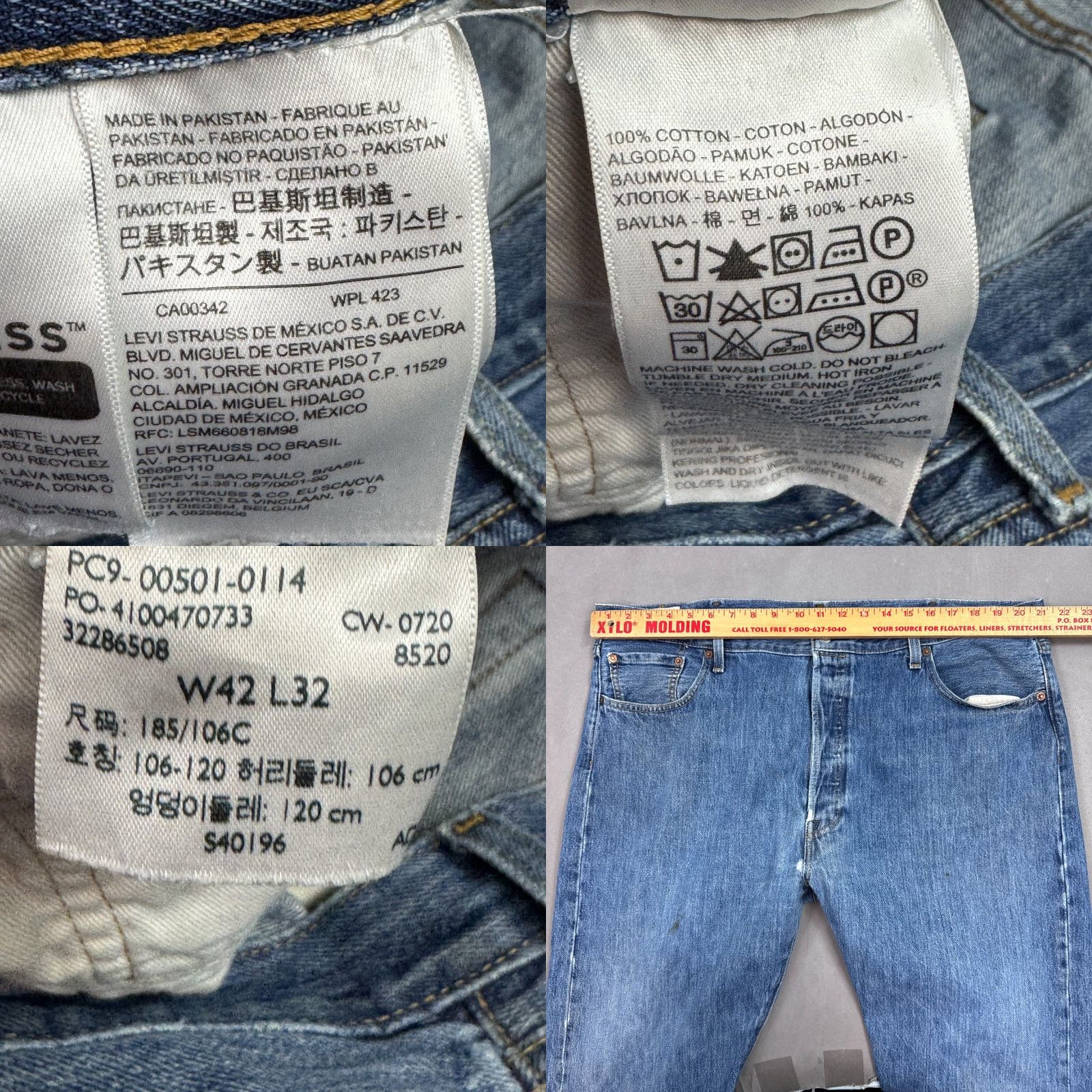 Levi's Levi's 501 Jeans Men 42x32 Blue Denim Distressed Vintage Style Straight Pants Size US 42 / EU 58 - 9 Thumbnail
