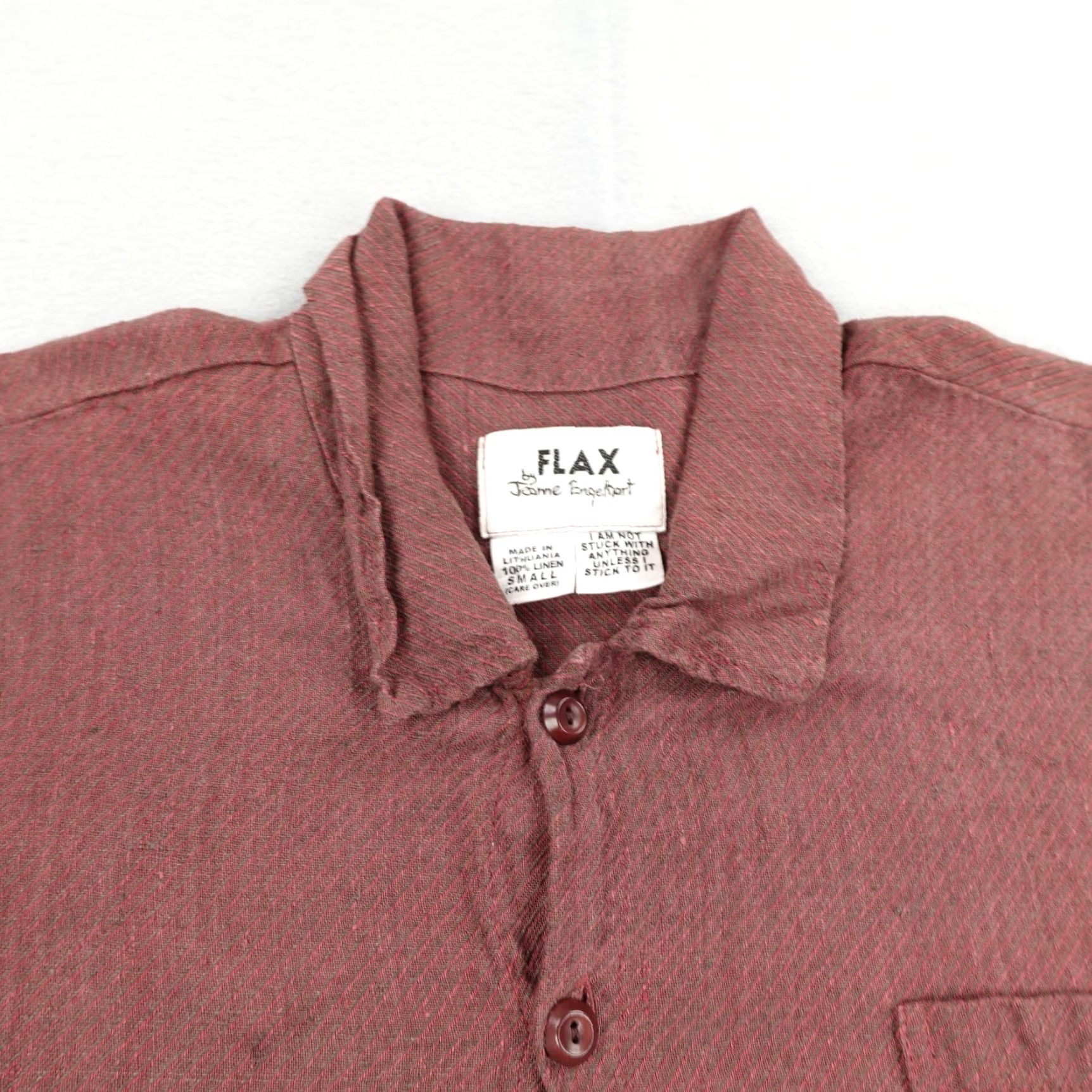 FLAX Flax Shirt Womens Small Red Long Sleeve Button Front Linen Pocket Casual Top ^ Size S / US 4 / IT 40 - 2 Thumbnail