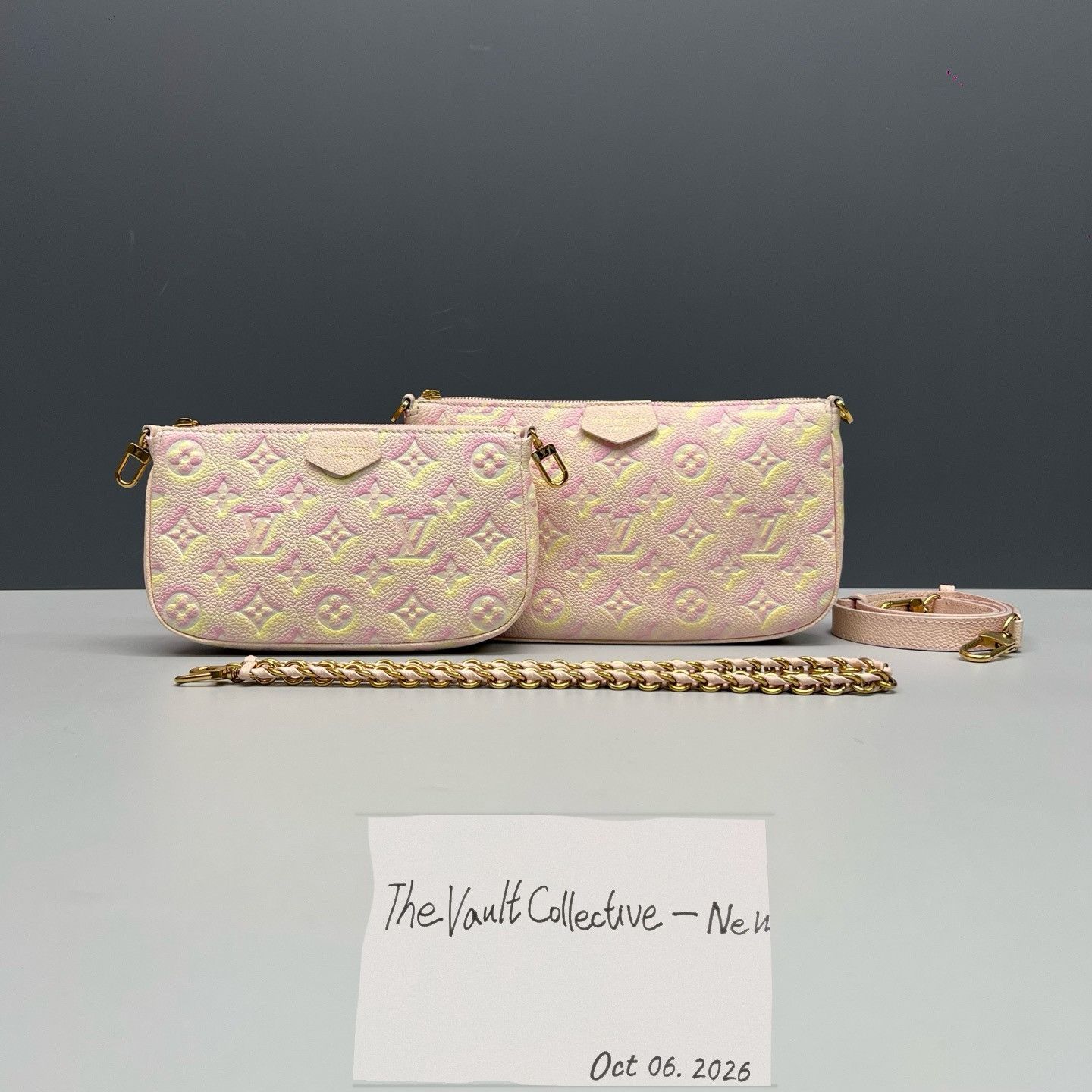 Louis Vuitton Multi Pink Cowhide Leather Monogram Embossed Shoulder Bag Gold Har, Women's