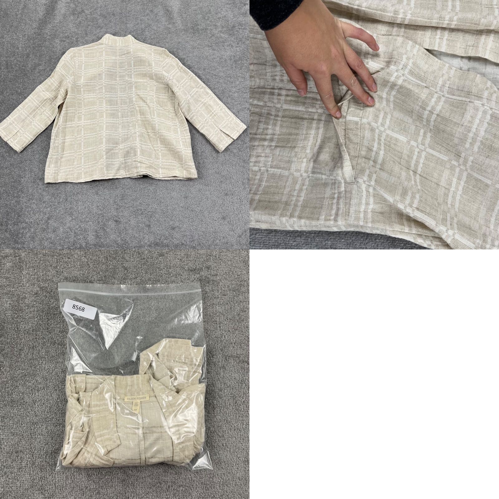 Eileen Fisher Eileen Fisher Blazer Jacket Womens Small Beige Organic Linen Cotton Open Front Size S / US 4 / IT 40 - 8 Thumbnail