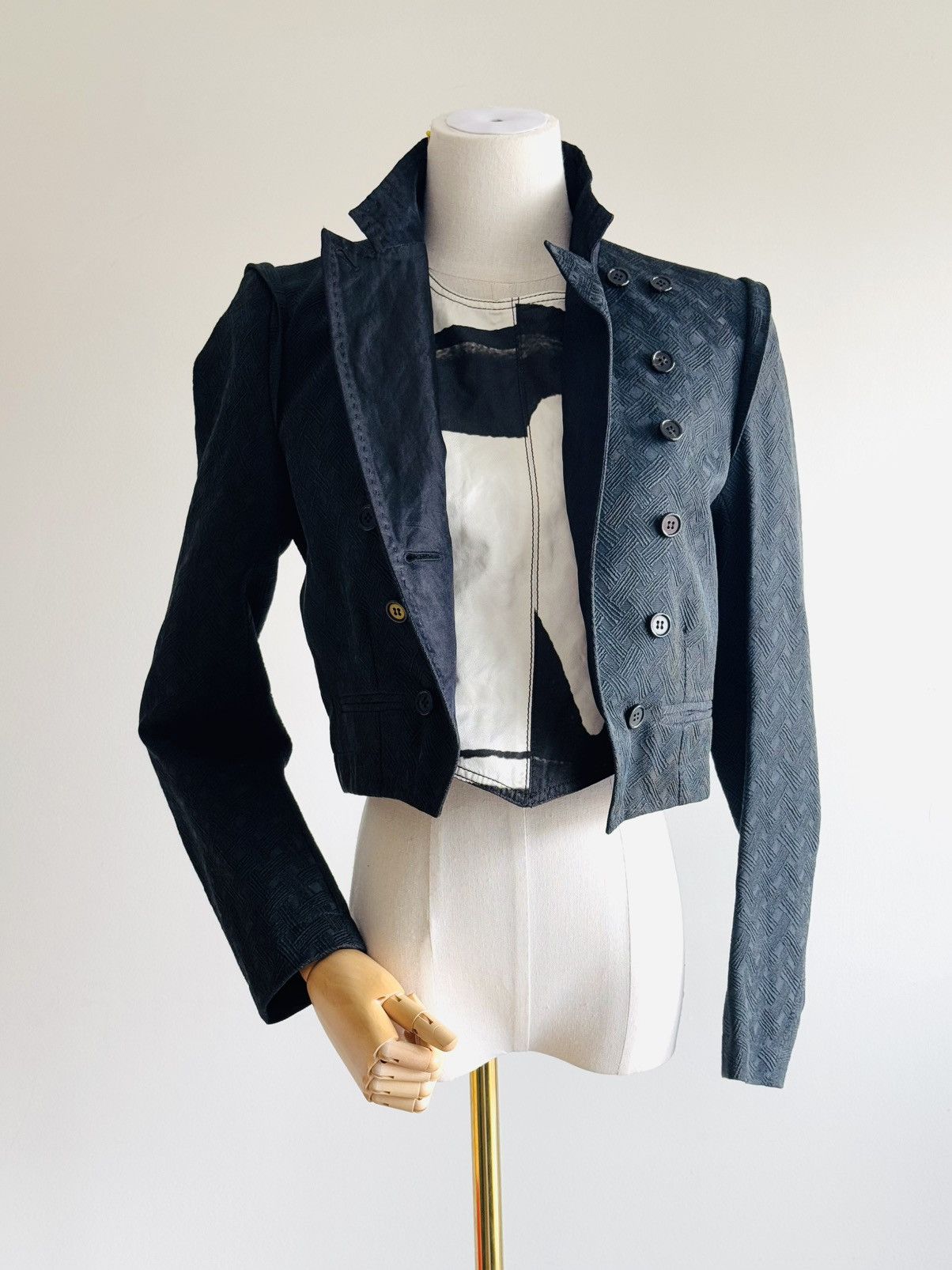 Ann Demeulemeester 2011 Ann Demeulemeester black jacquard blazer w/ placket Size XS / US 0-2 / IT 36-38 - 4 Thumbnail