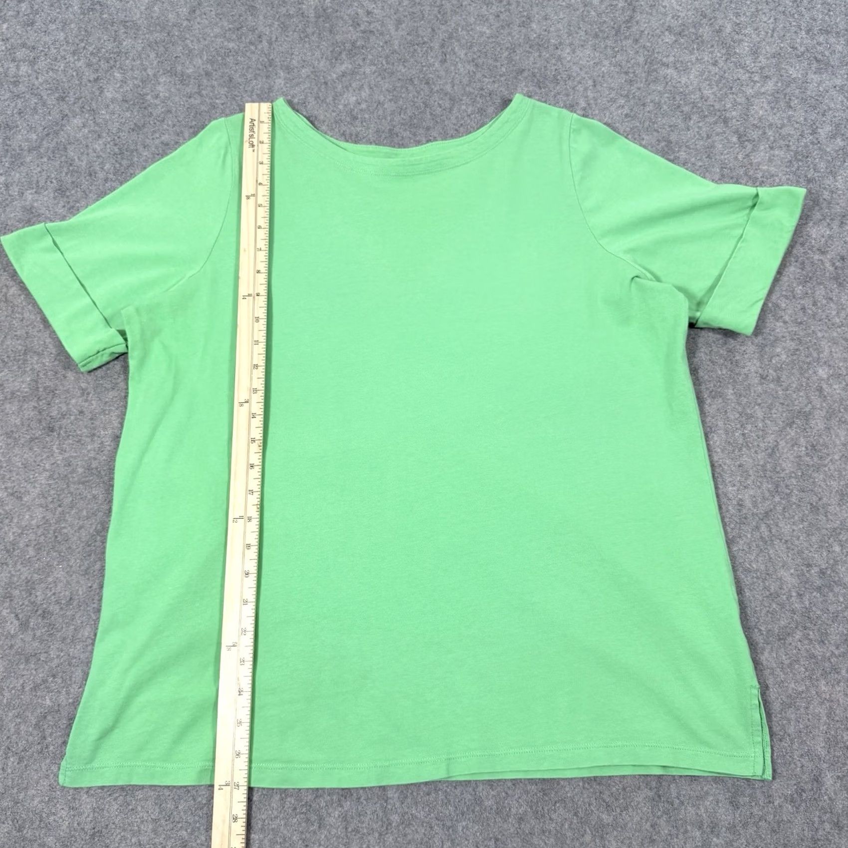 Vintage Women Within T-Shirt L Green Pullover Roll-Up Short Sleeve Size L / US 10 / IT 46 - 4 Thumbnail