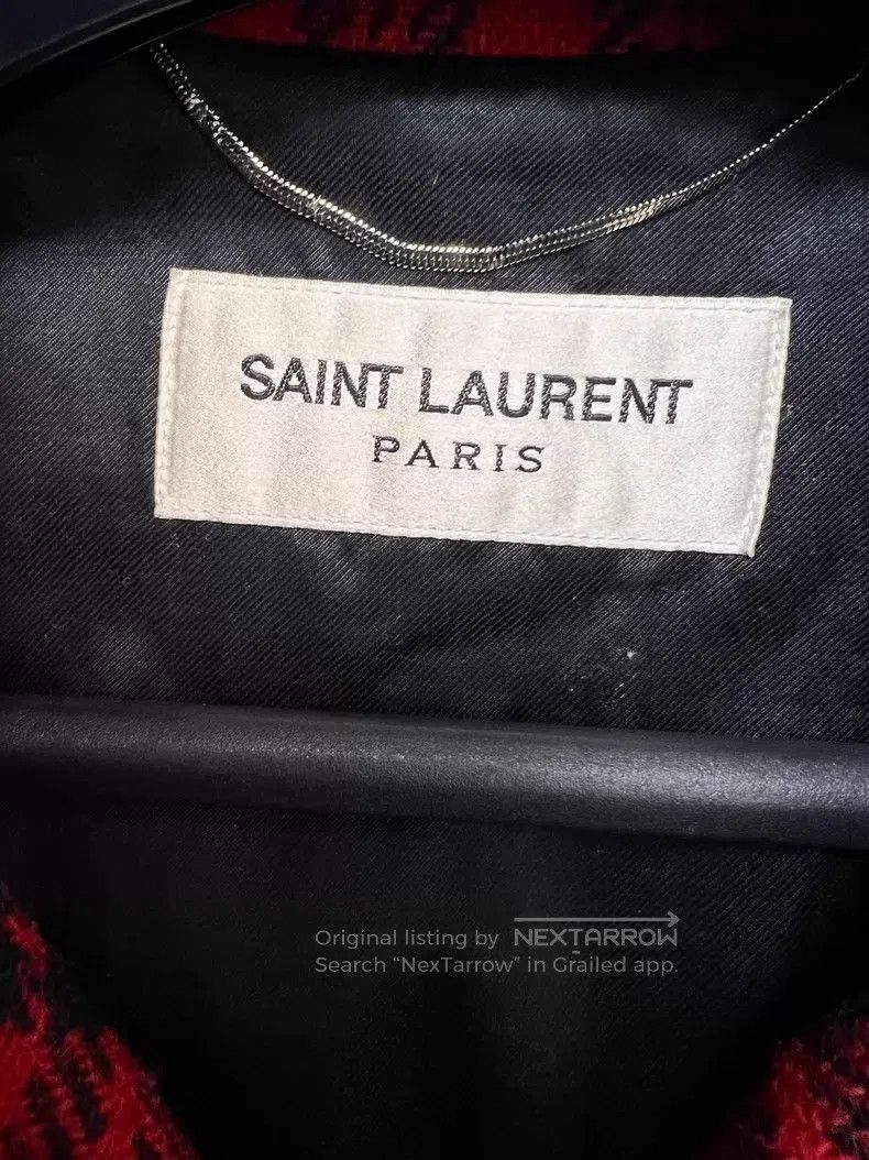 Saint Laurent Paris Saint Laurent Paris Suede Patchwork Red Plaid Wool Coat Size US M / EU 48-50 / 2 - 3 Thumbnail