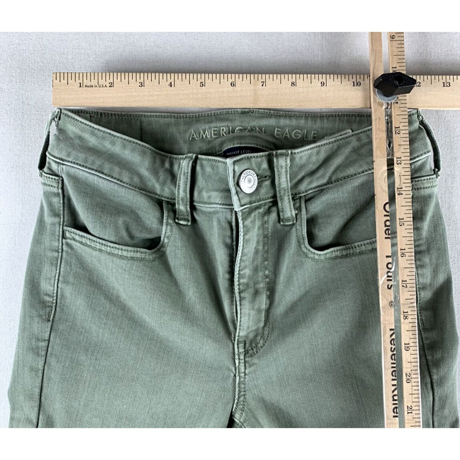 Vintage AMERICAN EAGLE Jeans Jegging WOMENS Size 2 Green Hi Rise Regular Fit Size 26" / US 2 / IT 38 - 6 Thumbnail