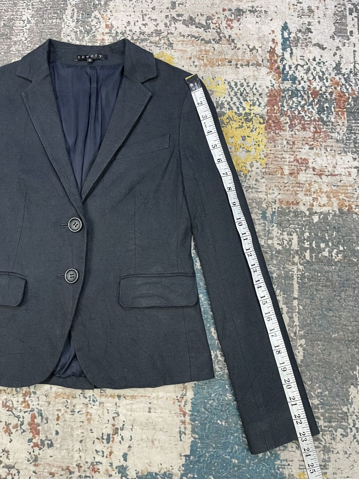 Theory Theory Akrans Irish Deep Blue Seer Shrunken Blazer Size XS / US 0-2 / IT 36-38 - 10 Thumbnail