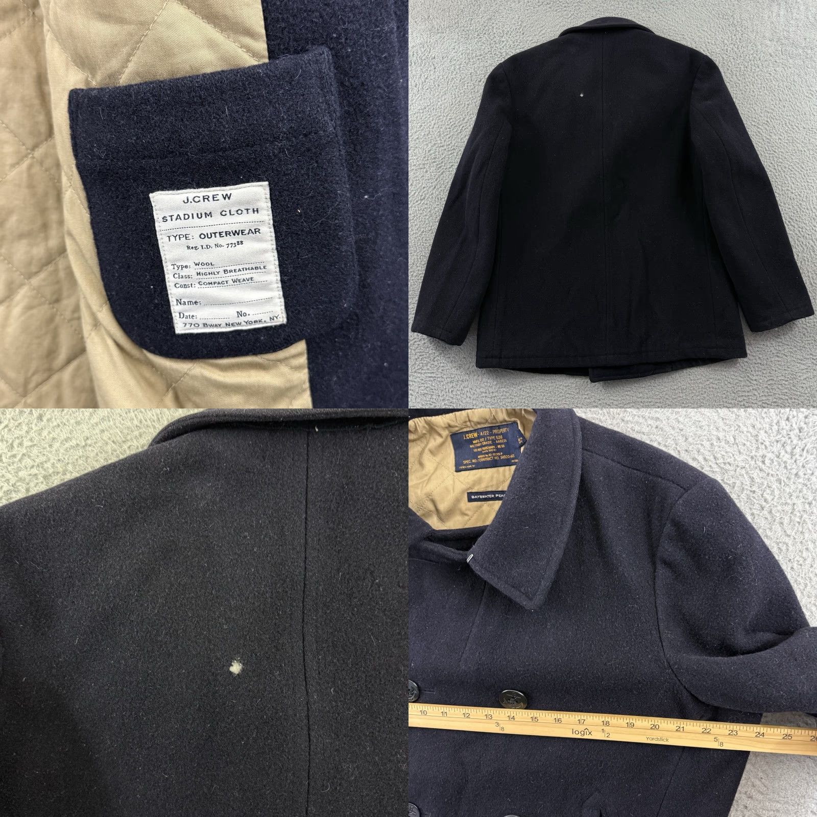 J.Crew J.Crew Bayswater Peacoat Mens Large Stadium Cloth Wool Thinsulate Military Coat Jacket/Coat Size US L / EU 52-54 / 3 - 8 Thumbnail