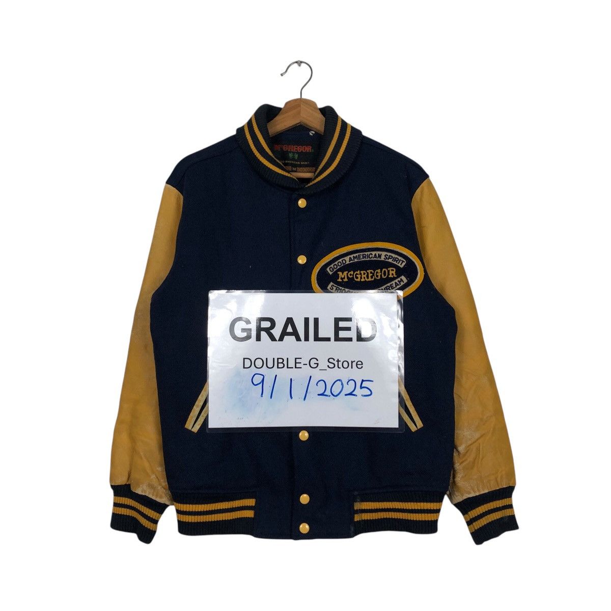 Japanese Brand × Vintage 📌Vintage Leather Varsity Jacket Mc Gregor Big Logo Size US M / EU 48-50 / 2 - 1 Thumbnail