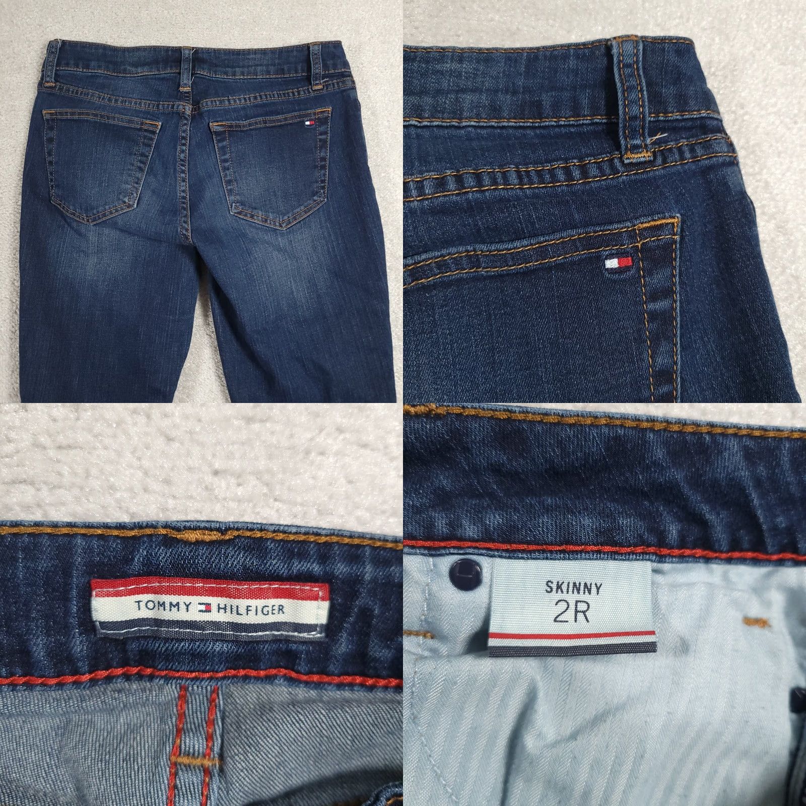 Tommy Hilfiger Tommy Hilfiger Denim Jeans Women's 2R Skinny Low Rise Logo Dark Wash Blue 5-Pocket Classic Slim Fit Mens? (note: final must not add uncertain gender) Size 26" / US 2 / IT 38 - 9 Thumbnail