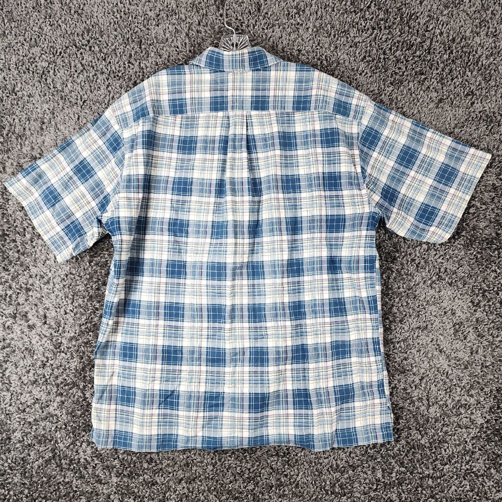 Tommy Hilfiger TOMMY HILFIGER Men's Cotton Button-Up Shirt - Blue Plaid - Short Sleeve - XL - Regular Size Size US 36 / EU 52 - 7 Thumbnail