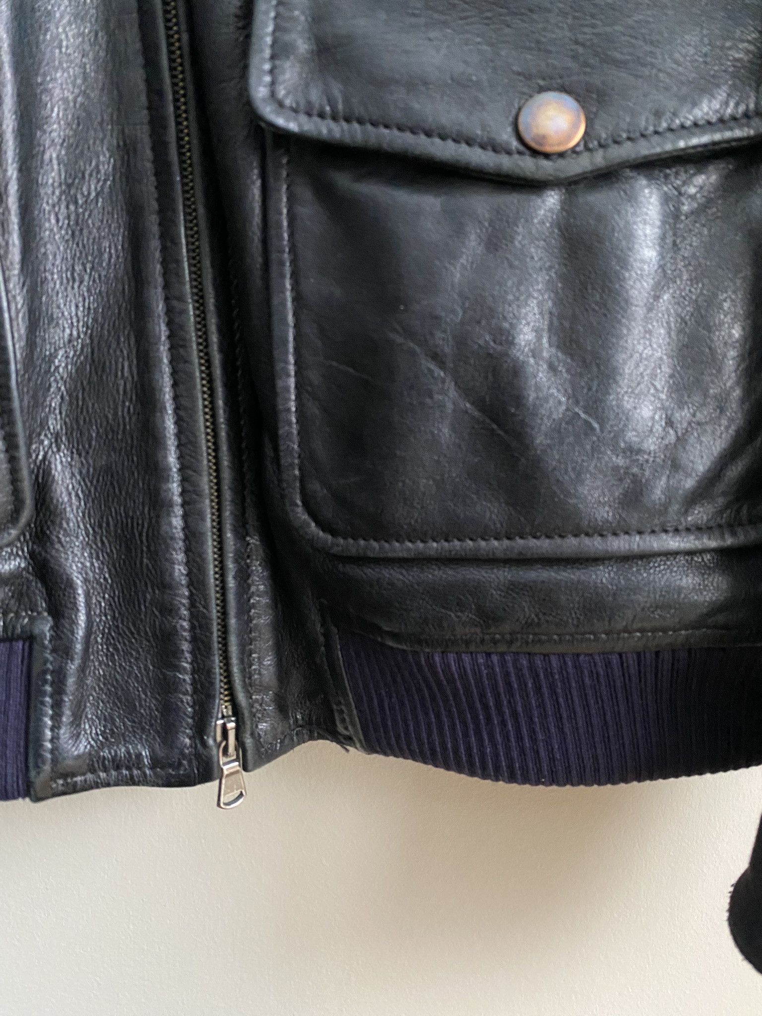 Other Calf Skin / Wool Sleeves - Flannel Lined Leather Jacket Size US L / EU 52-54 / 3 - 7 Thumbnail