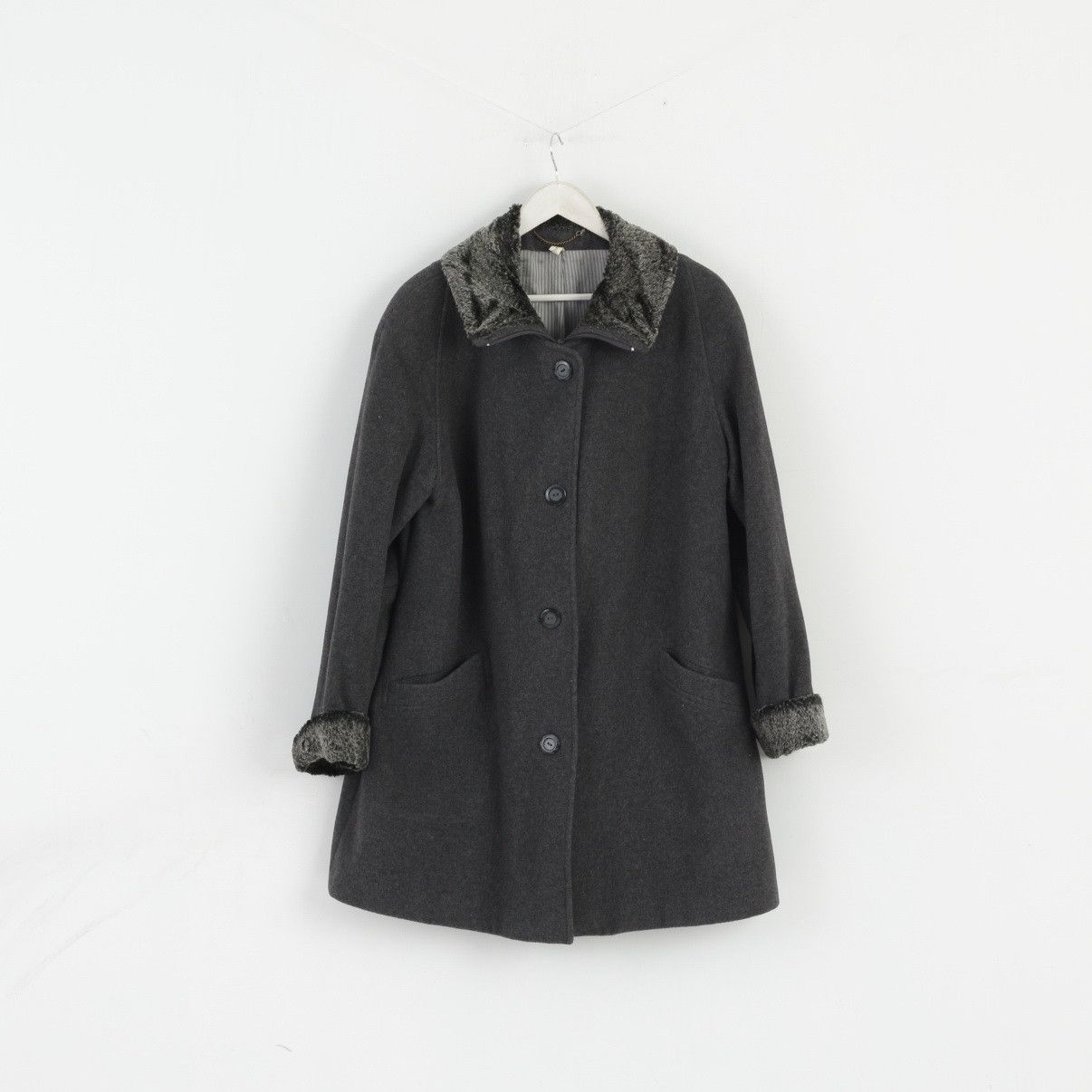 Vintage Vintage Women 44 18 Coat Grey Wool Cashmere 6343 Size XXL / US 16-18 / IT 52-54 - 2 Thumbnail