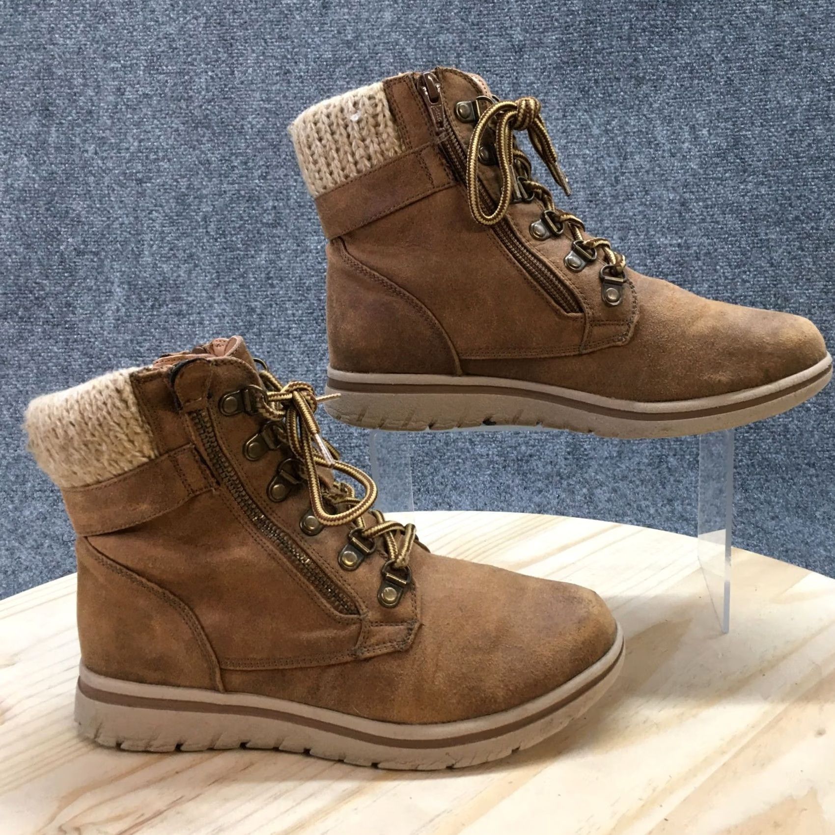 Vintage Cliffs by White Mountain Hearty Boots Womens 7 M Ankle Bootie Brown Faux Leather Size US 7 / IT 37 - 2 Thumbnail