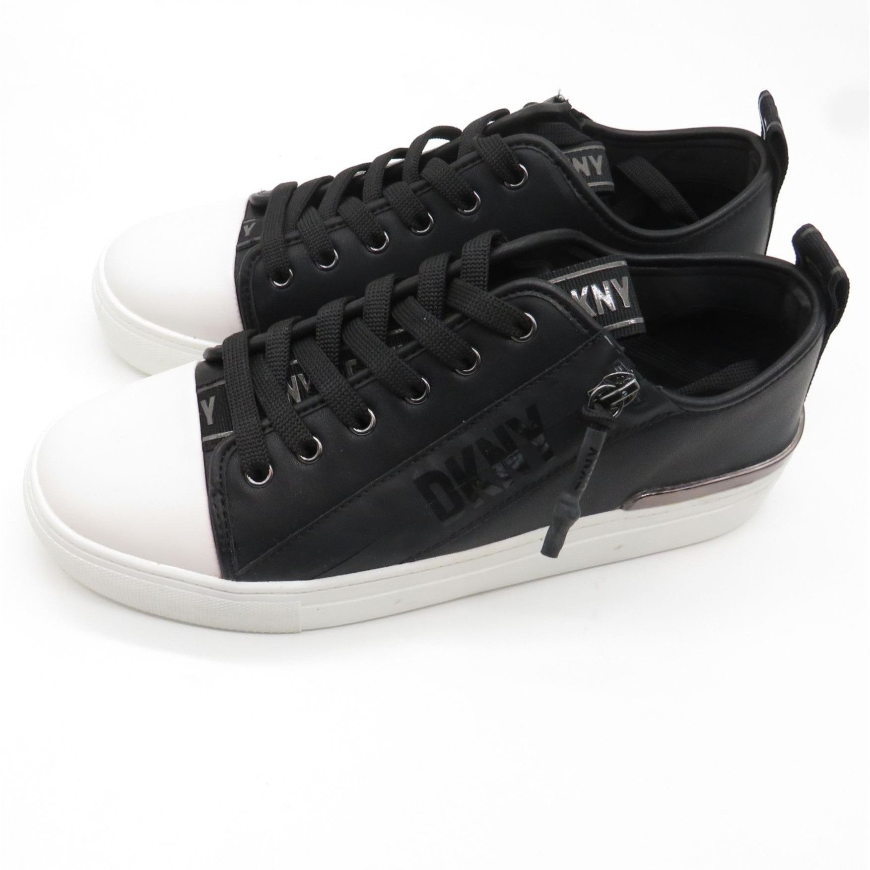 DKNY DKNY Women's Black White Low-Top Sneakers 8M Leather Man-Mad Size US 8 / IT 38 - 5 Thumbnail