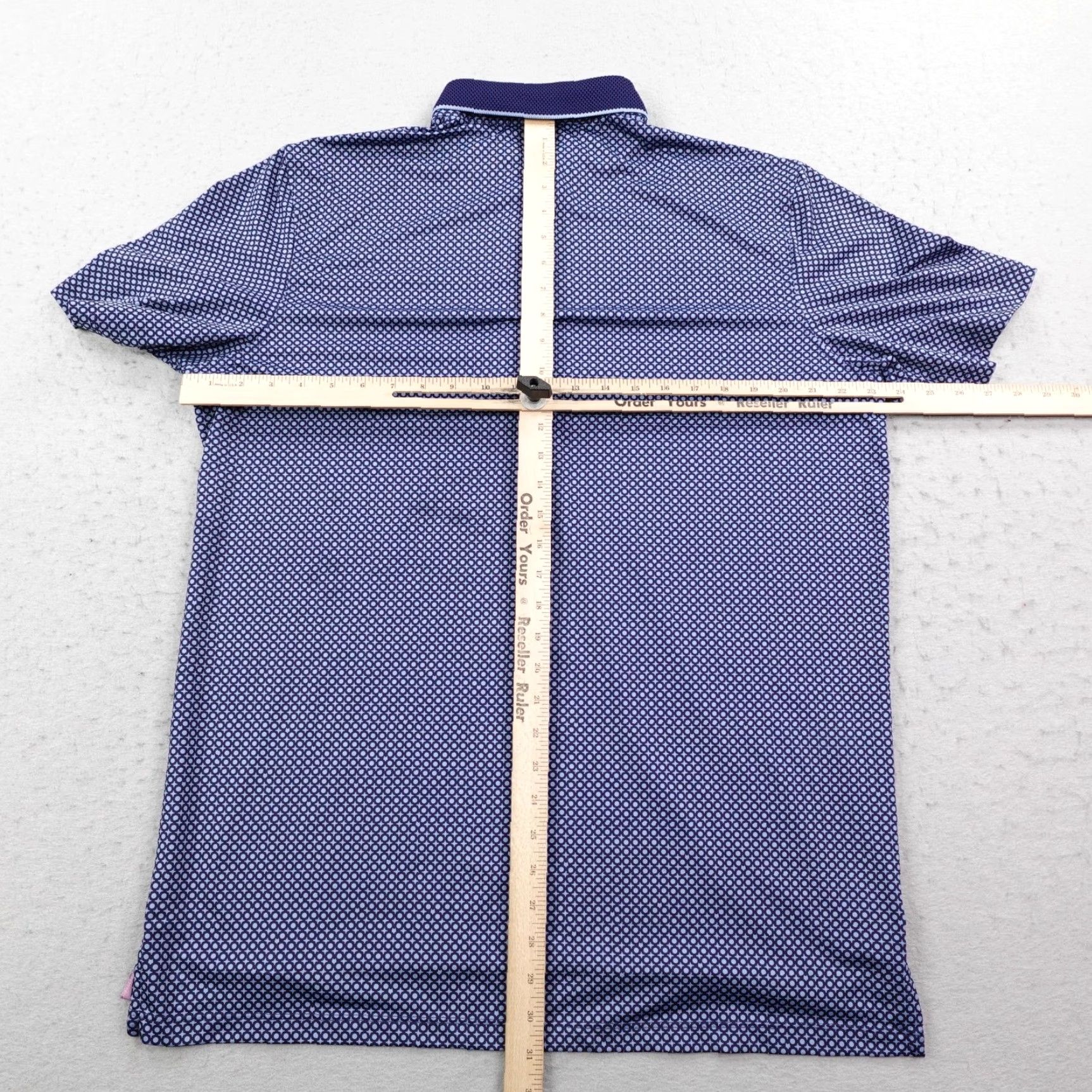 Vintage Greyson Polo Shirt Mens L Blue Geometric Bali Hai Golf Performance Flex Shirt Size US L / EU 52-54 / 3 - 4 Thumbnail