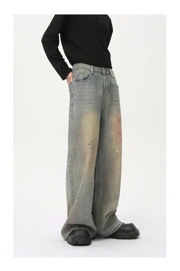Japanese Brand VIBE Street style distressed dirty ink-splashed jeans Size US 32 / EU 48 - 4 Thumbnail