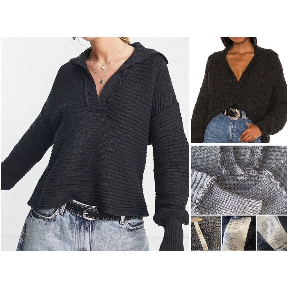 Free People Free People, Ribbed, Chunky Knit, Marlie Slouchy Sweater Size XS / US 0-2 / IT 36-38 - 12 Thumbnail