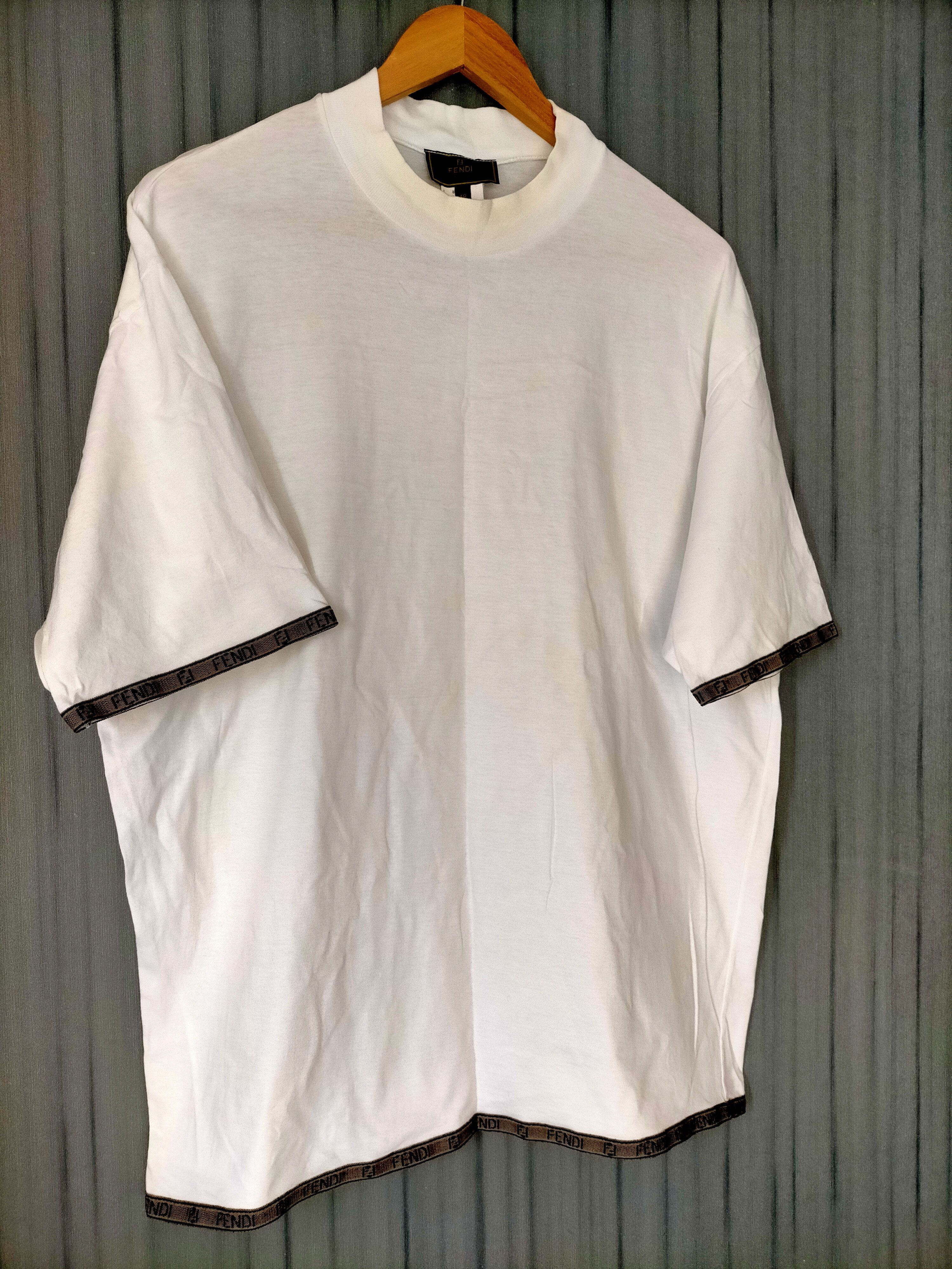 Fendi Fendi Made in italy Side Tape White Tee Size US L / EU 52-54 / 3 - 2 Thumbnail