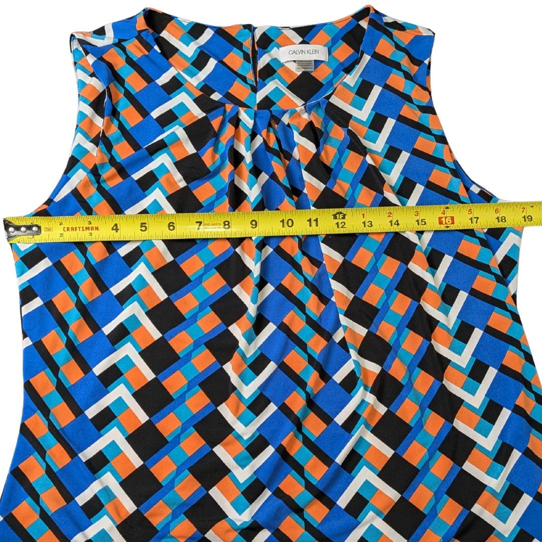 Calvin Klein Calvin Klein Geometric Mesa-Pattern Pleated Blouse Size XL / US 12-14 / IT 48-50 - 5 Thumbnail