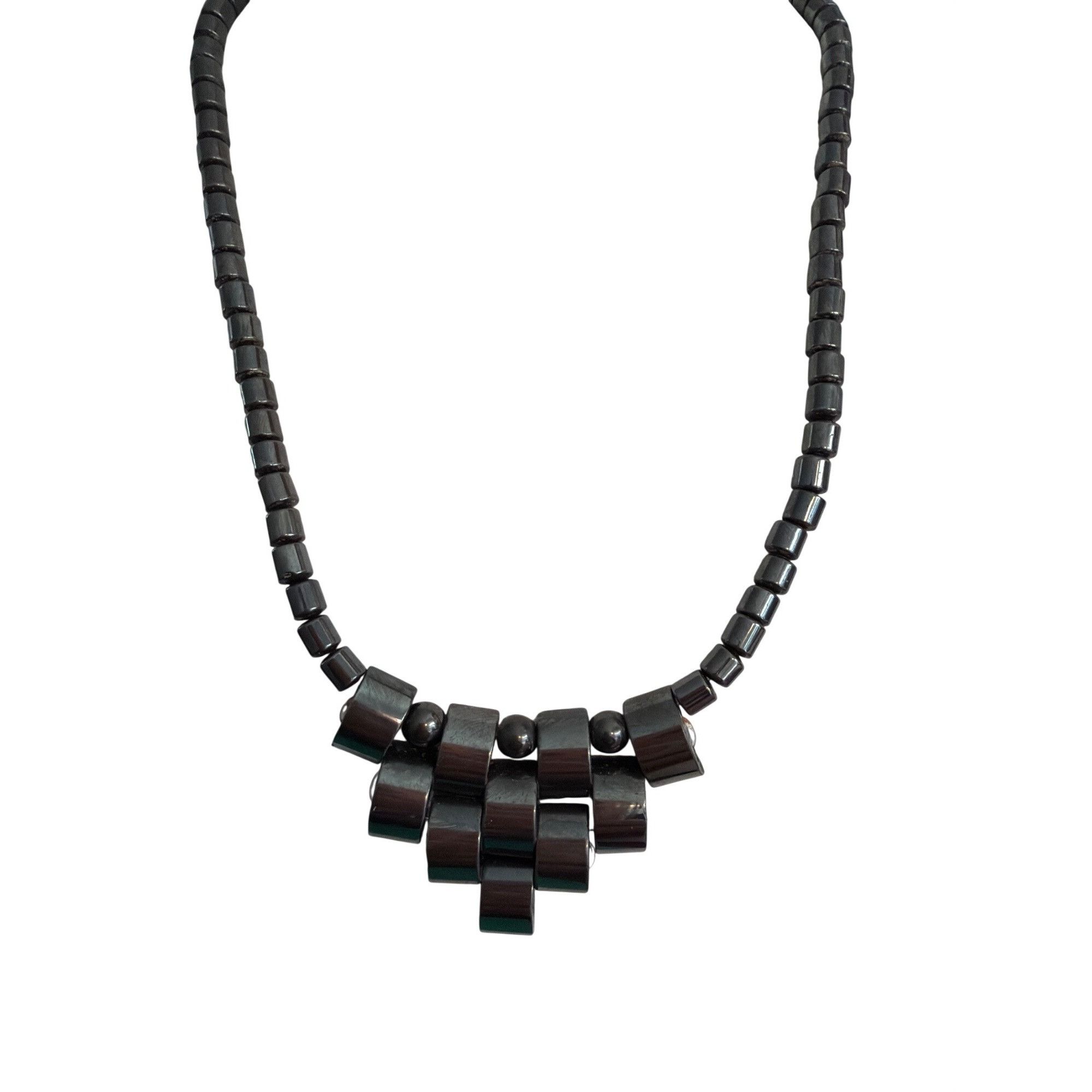 Other Vintage Hematite Bib Necklace Articulated Reverse Triangle S Size ONE SIZE - 1 Thumbnail