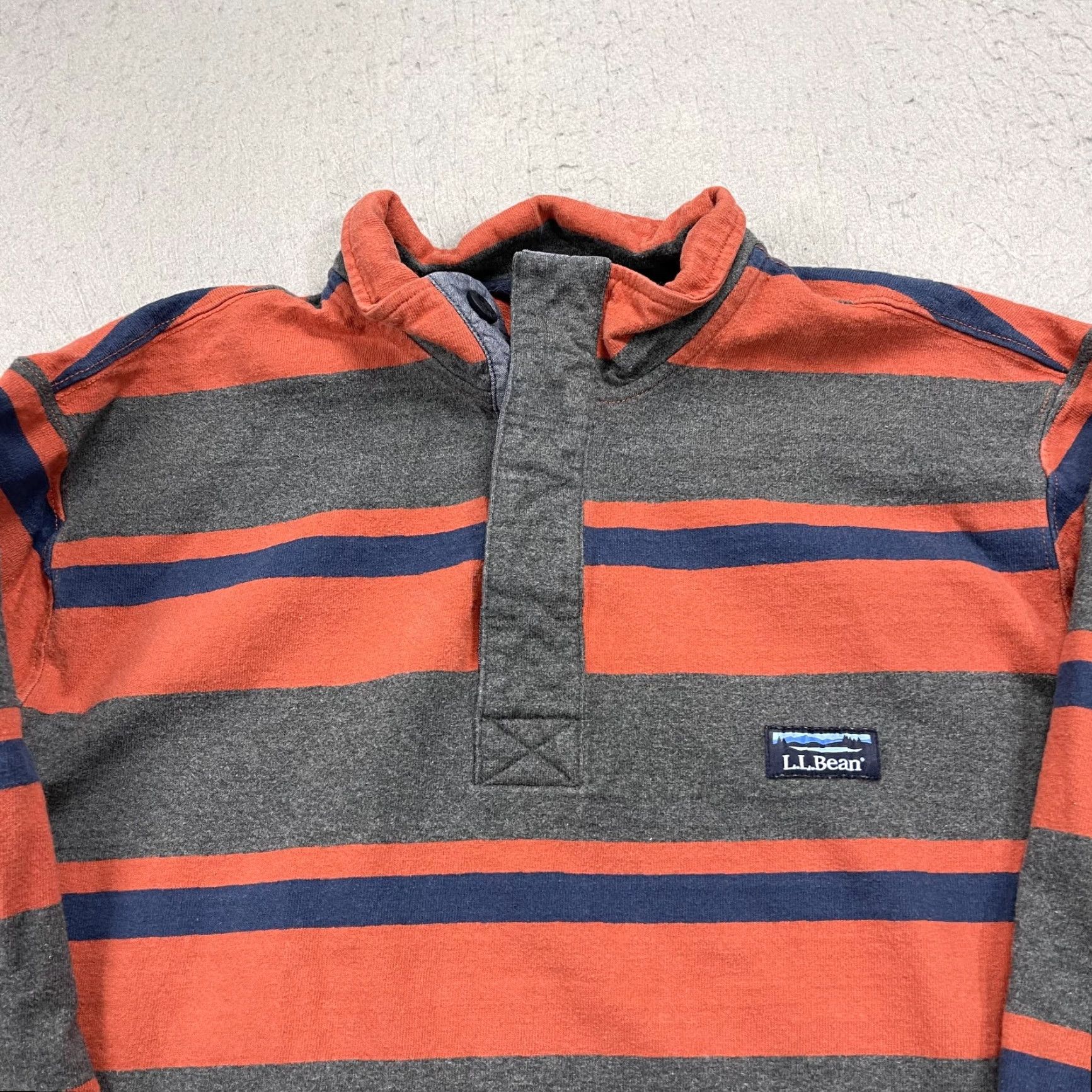 Vintage L.L. Bean Polo Shirt Mens Large Orange Striped Henley Rugby Long Sleeve 507514 Size US L / EU 52-54 / 3 - 2 Thumbnail