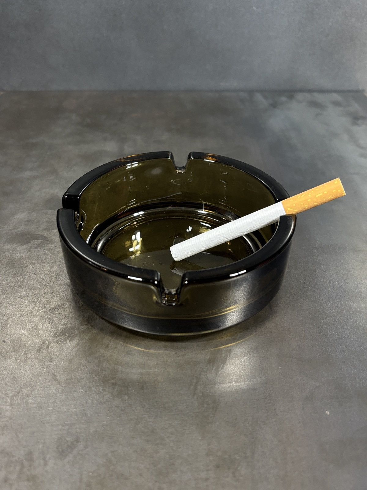 Vintage 1970s Vintage Ashtray Smoked Glass Made in France MCM Ash Size ONE SIZE - 1 Thumbnail