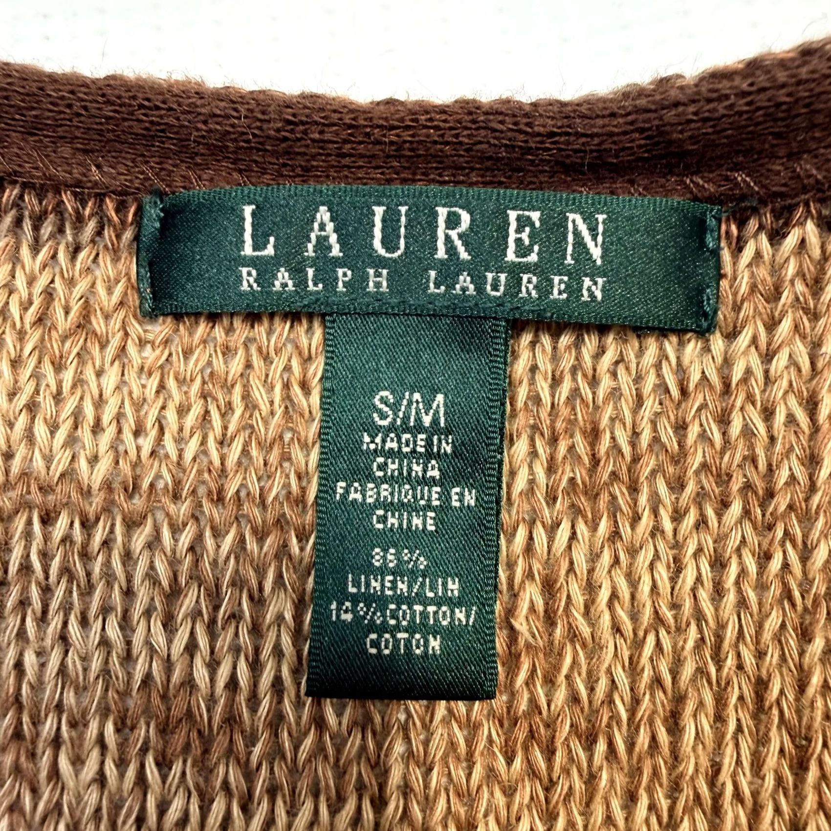 Ralph Lauren Lauren Ralph Sweater Womens S/M Knit Brown Red Linen Poncho Tunic Aztec Size S / US 4 / IT 40 - 5 Thumbnail