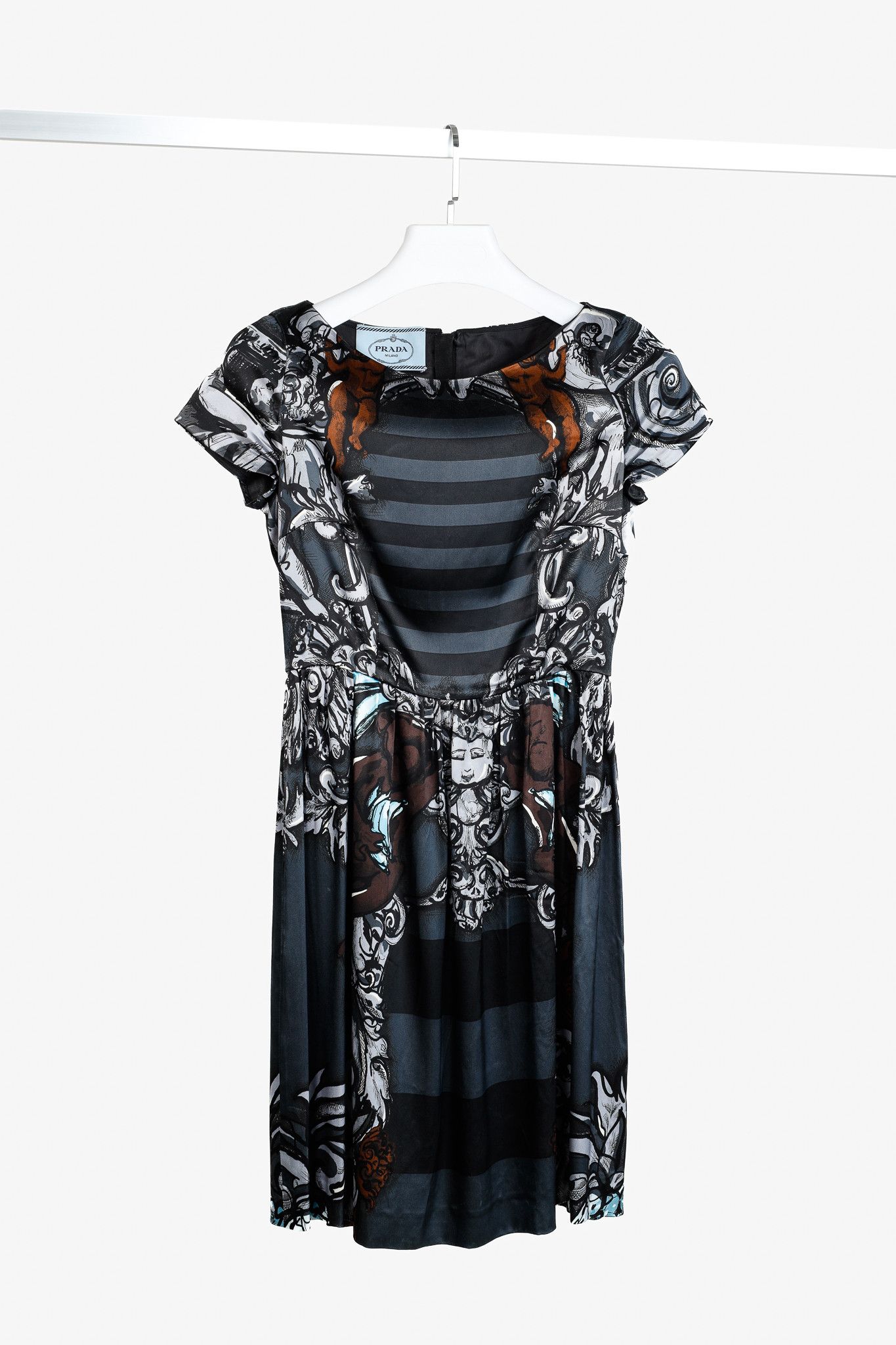 Prada Prada SS/11 Baroque Cherub Striped Dress Size XS / US 0-2 / IT 36-38 - 1 Thumbnail