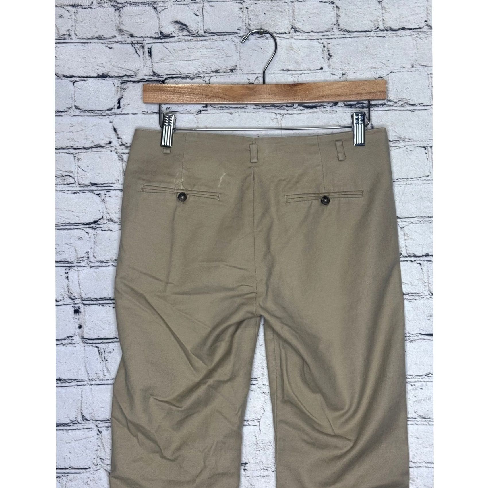Zara ZARA BASIC COLLECTION Women Khaki Trousers Straight Leg Ankle Pants Size 4 Size 27" / US 4 / IT 40 - 4 Thumbnail