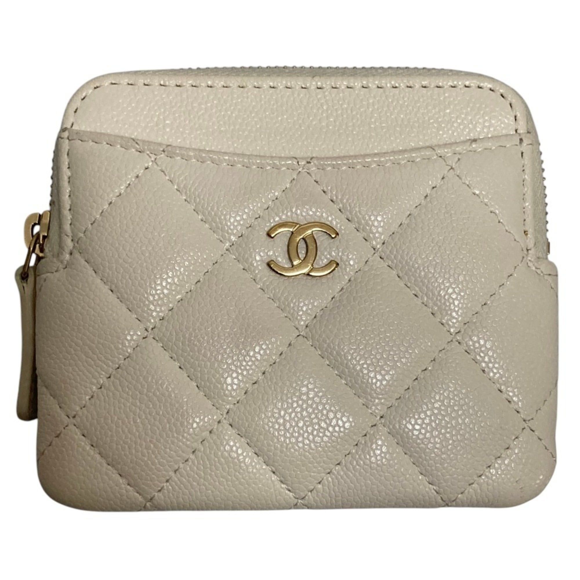Chanel CHANEL Matelassé Caviar Skin Classic Zip Coin Purse AP2061 White Women's Size ONE SIZE - 1 Thumbnail