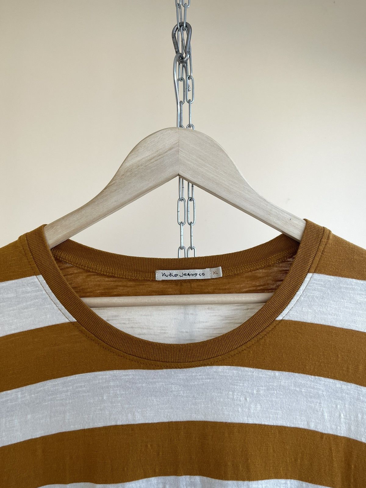 Nudie Jeans Nudie Jeans Roy Stripe Slub Amber Striped Crewneck T-Shirt Size US XL / EU 56 / 4 - 5 Thumbnail