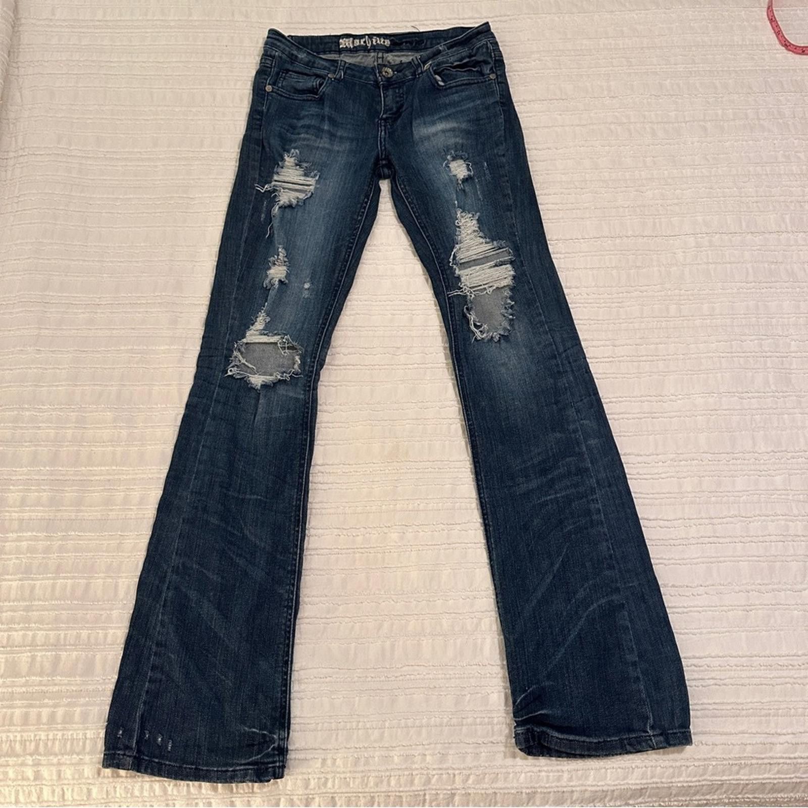 Rage Against The Machine Machine Denim Low Rise Flare Juniors 7 Distressed Bootcut 28 Size 30" / US 8 / IT 44 - 1 Thumbnail