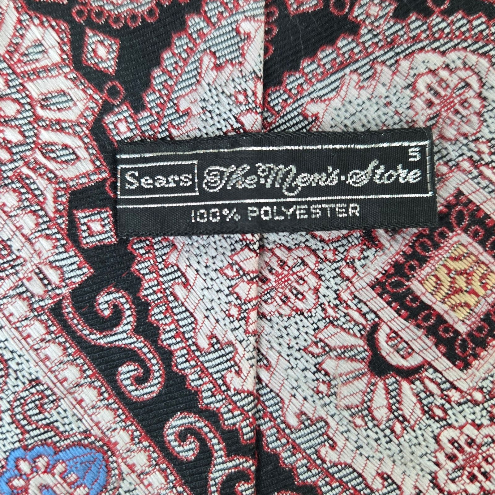 Vintage Vintage Black Red Medallion Neck Tie Size ONE SIZE - 4 Thumbnail