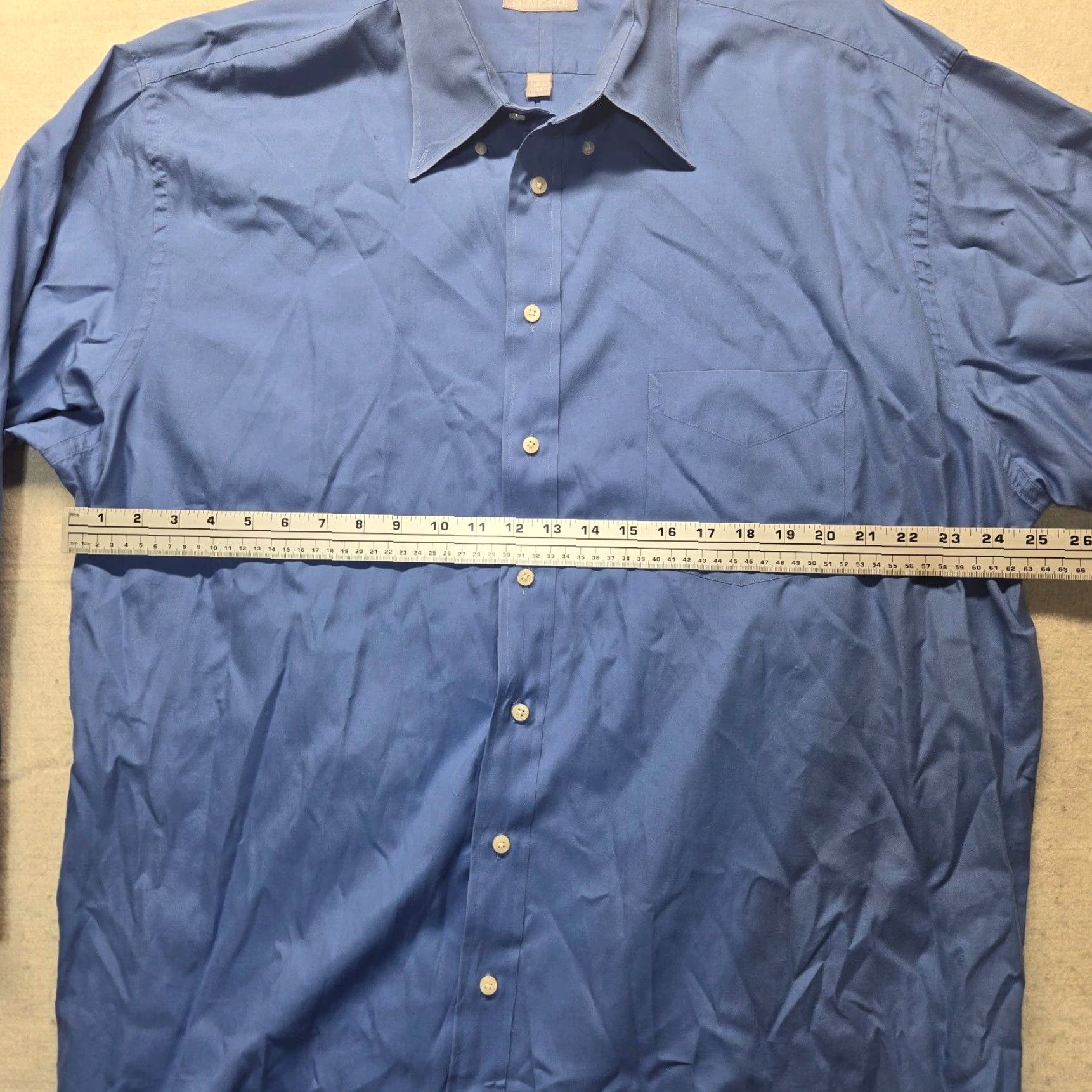 Stafford STAFFORD Dress Shirt Solid Blue Long Sleeve Button Up Adult Men 18.5 37 Tall Wrinkle Resistant Big & Tall 18.5 Mens Shirt Size 48R - 4 Thumbnail