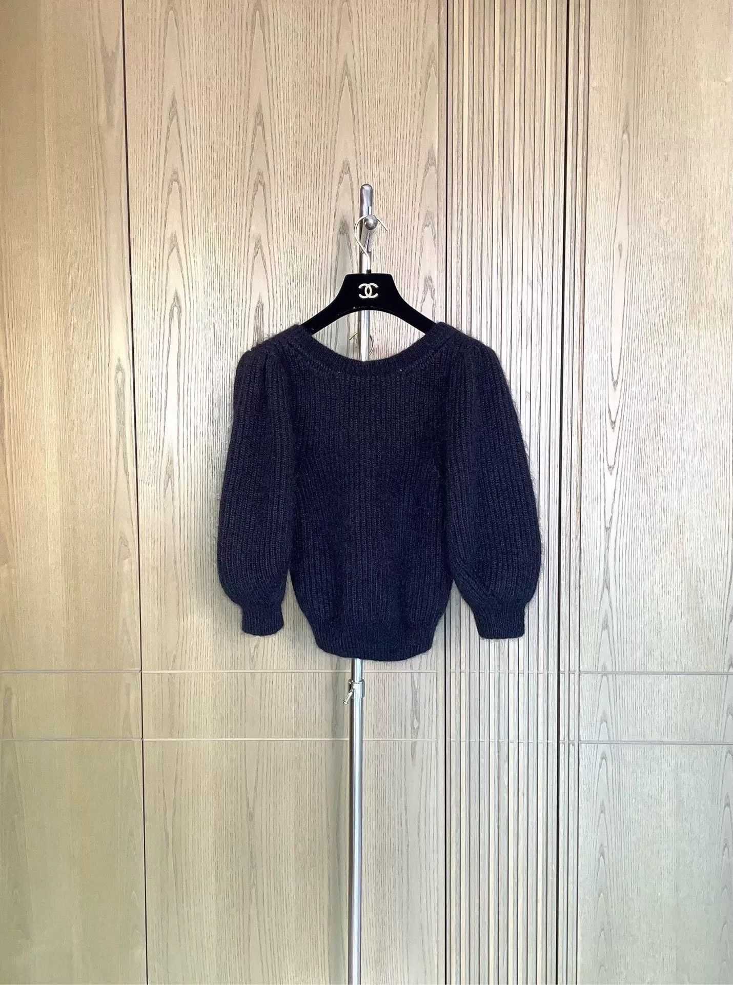 Celine Celine Black Puff Sleeve Backless Knit Top Size S / US 4 / IT 40 - 1 Thumbnail