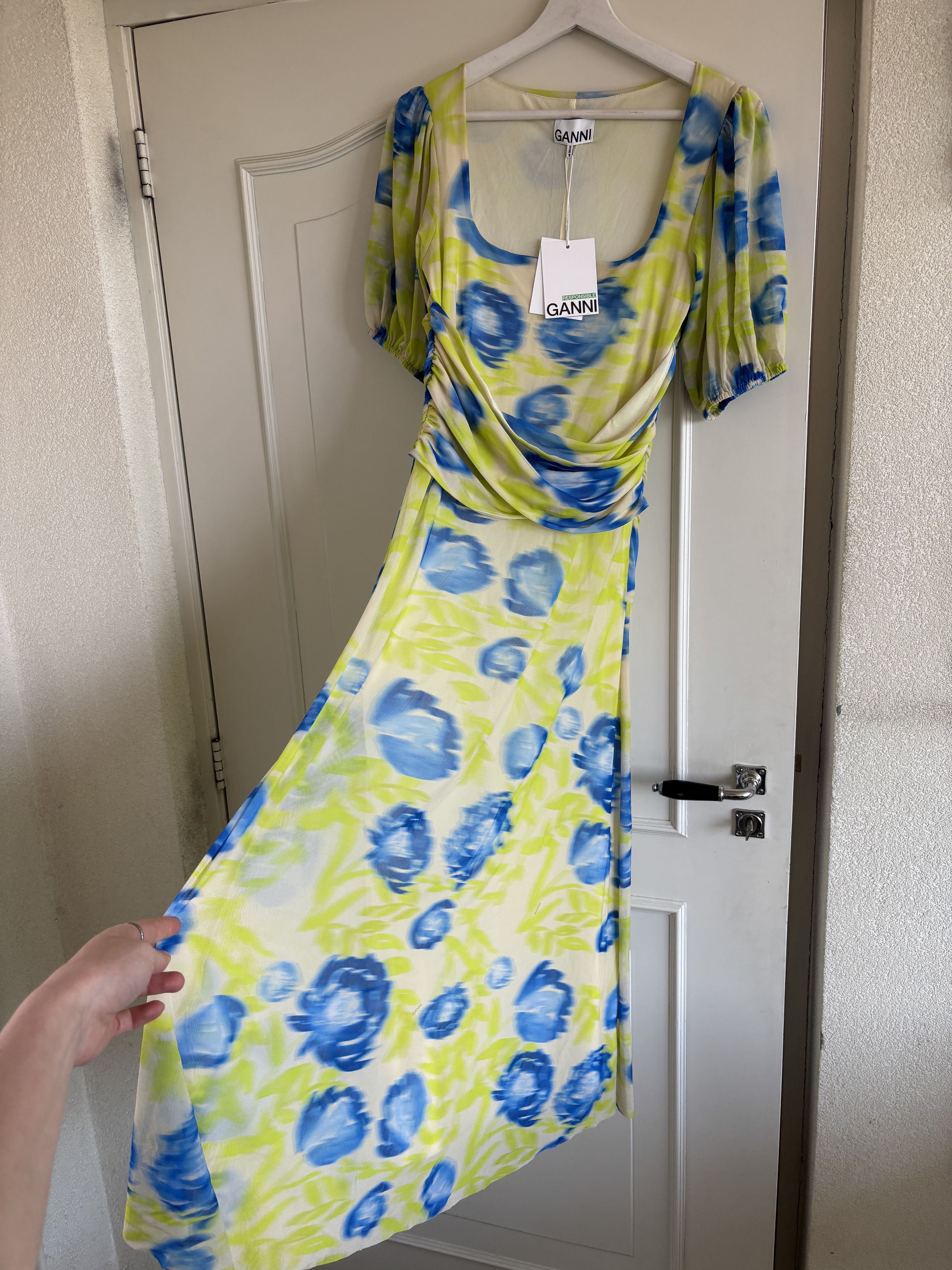 Ganni Ganni Yellow Blue printed dress pofmouw Size XS / US 0-2 / IT 36-38 - 3 Thumbnail