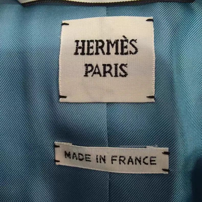 Hermes Hermes Blue and White Color Block, Wheel Print, Jacket Coa Size XXS / US 00 / IT 34 - 3 Thumbnail