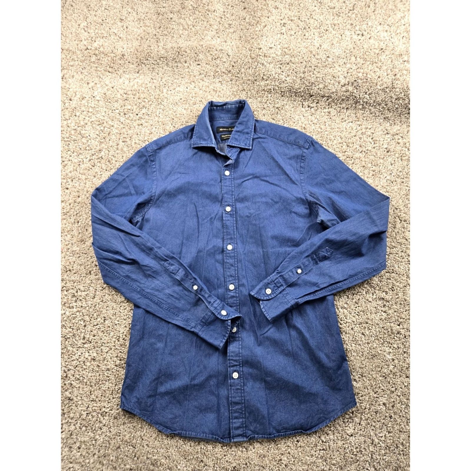 Massimo Dutti Massimo Dutti Denim Shirt Small Mens Blue Button-Up Long Sleeve Pockets Cotton Size US S / EU 44-46 / 1 - 2 Thumbnail