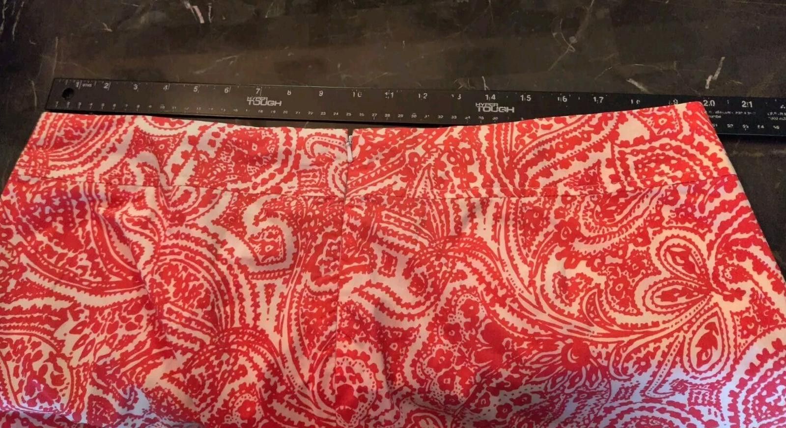 Lands' End Land's End Paisley Orangey Coral and White Womens Skirt Size Size 38" / US 16 / IT 52 - 12 Thumbnail