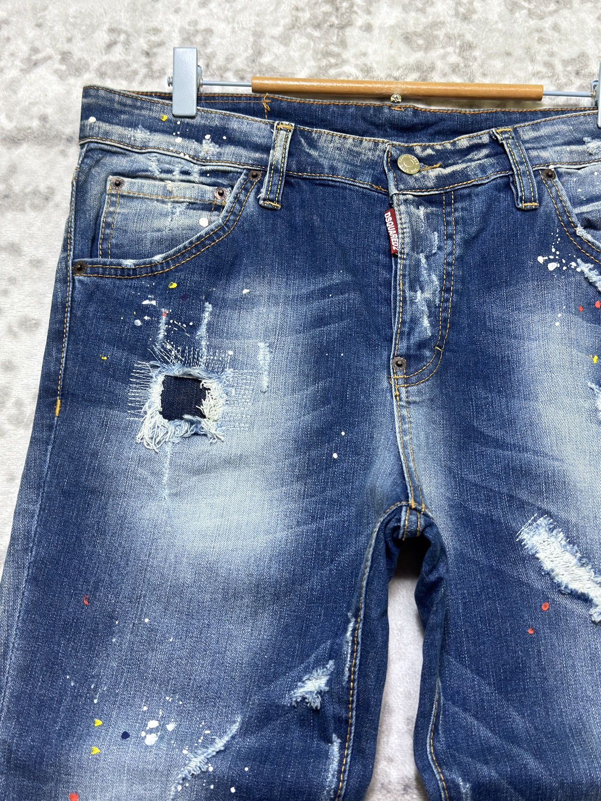 Dsquared2 DSQUARED2 Distressed Paint Splatter Denim Y2K Skinny Fit Size US 33 - 4 Thumbnail