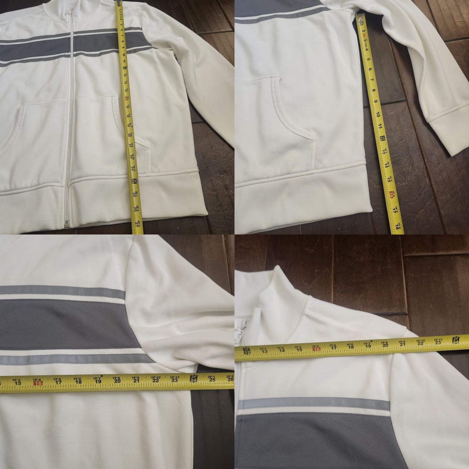 Express Express Mens White Full Zip Track Jacket Gray Stripe XL Adults Regular Size Jacket Womens Mens? Size US XL / EU 56 / 4 - 8 Thumbnail