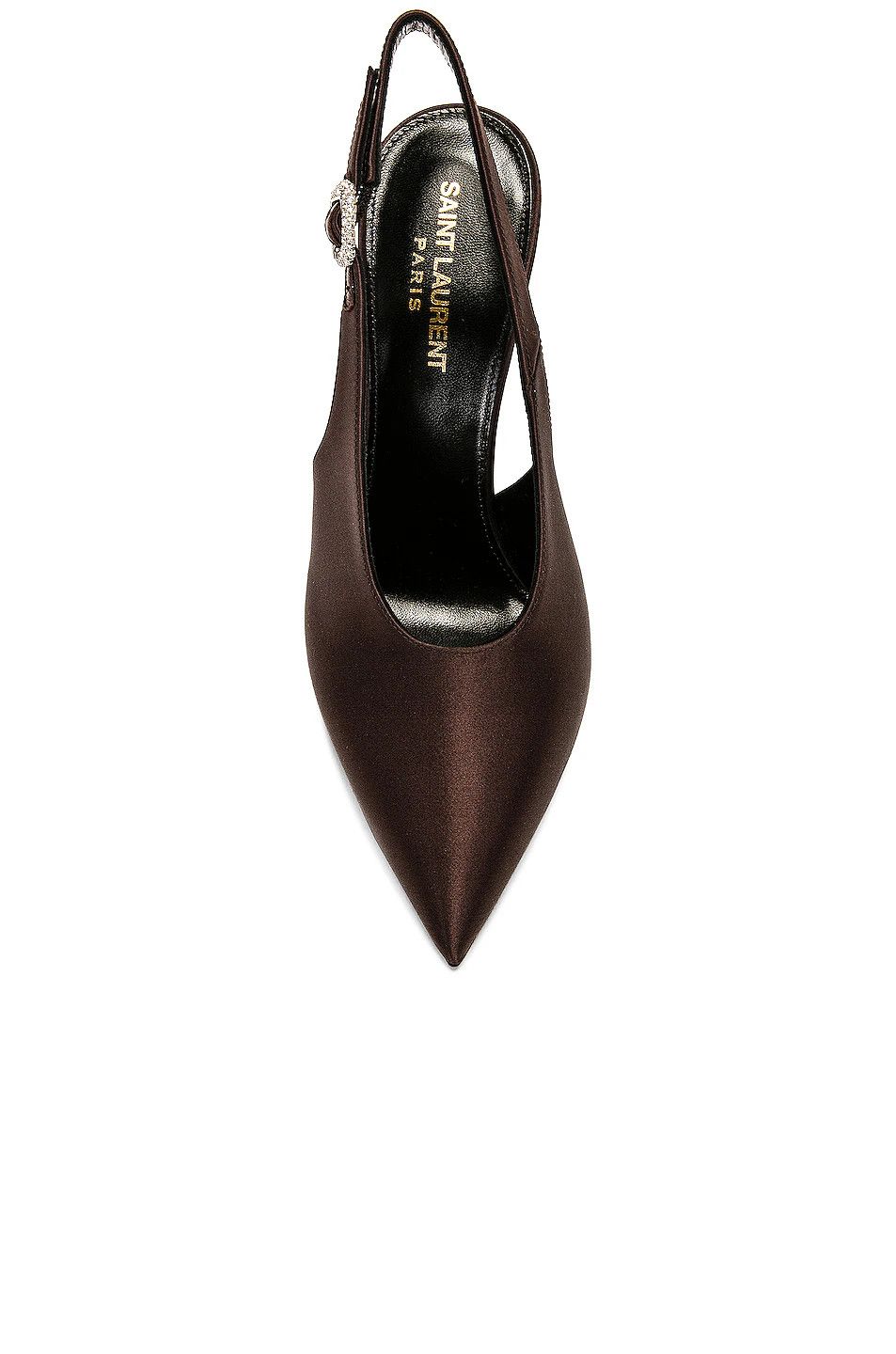 Saint Laurent Paris o1s1wg111024 Yasmeen Slingback Pumps Crepe Satin in T. Moro Size US 10 / IT 40 - 4 Thumbnail