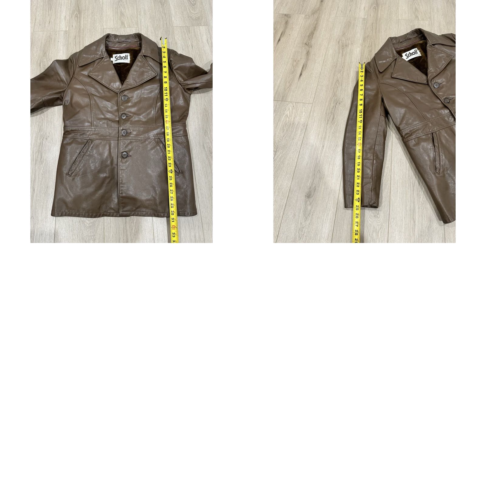 Schott VINTAGE SCHOTT Leather Removable Fur Lined Button Blazer Disco Jacket Coat Mens 44 Size 44R - 10 Thumbnail