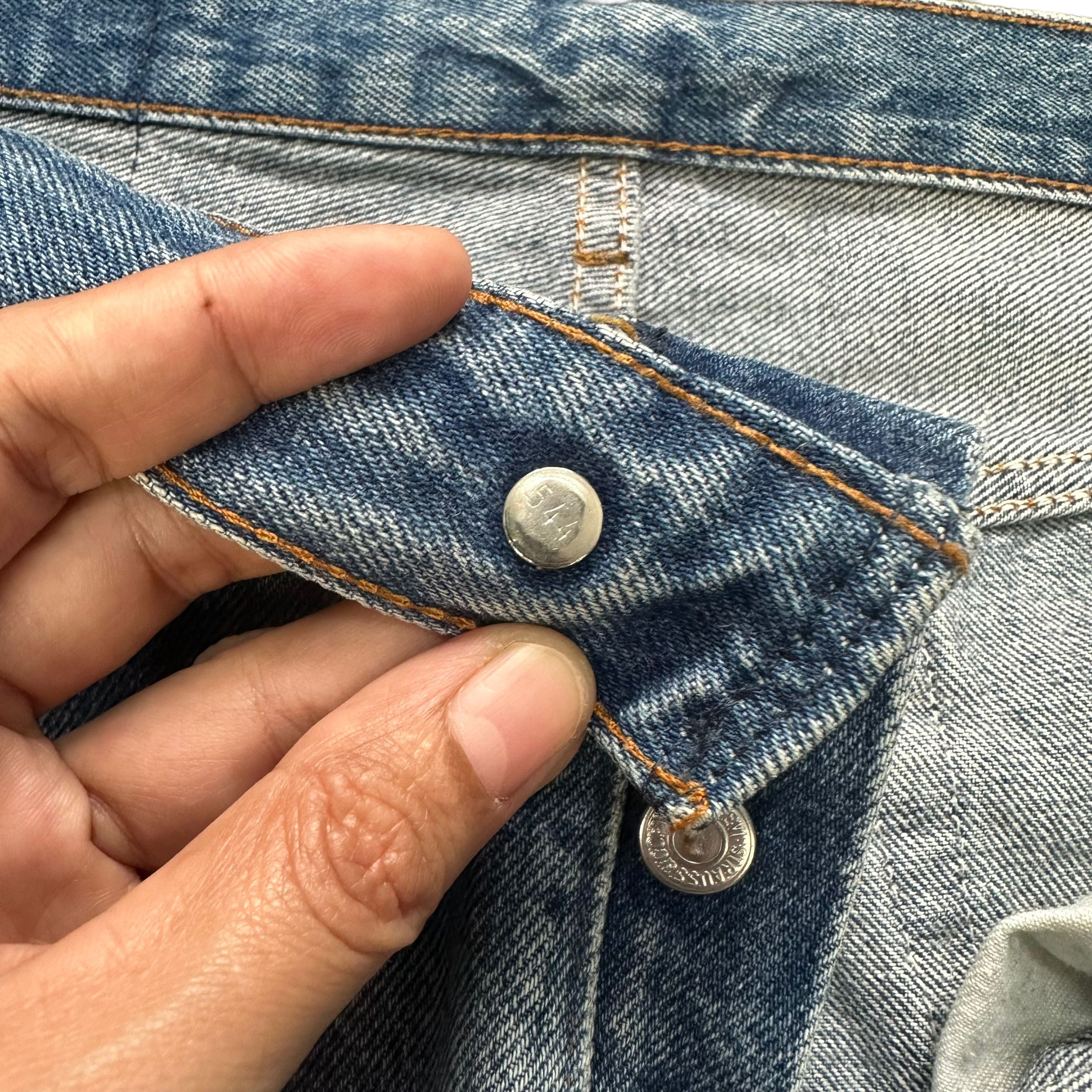 Levi's Vintage Clothing TRASHED🔥 LEVIS 501 FLY BUTTON DISTRESS DENIM PANT #8098-203 Size US 31 - 6 Thumbnail