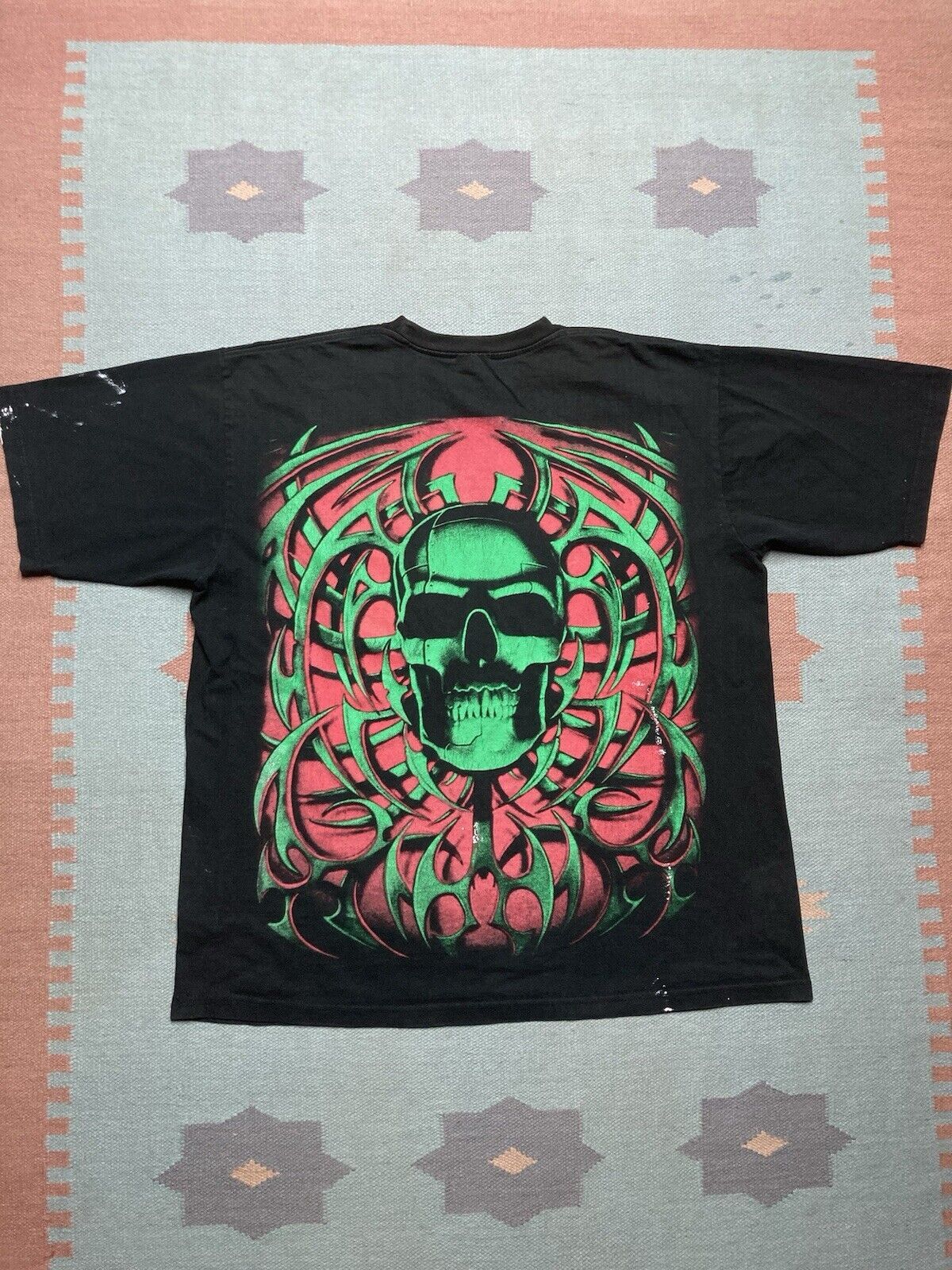 Vintage VTG 90s t shirt skull tribal grunge double sided skater XXL Size US XXL / EU 58 / 5 - 8 Thumbnail