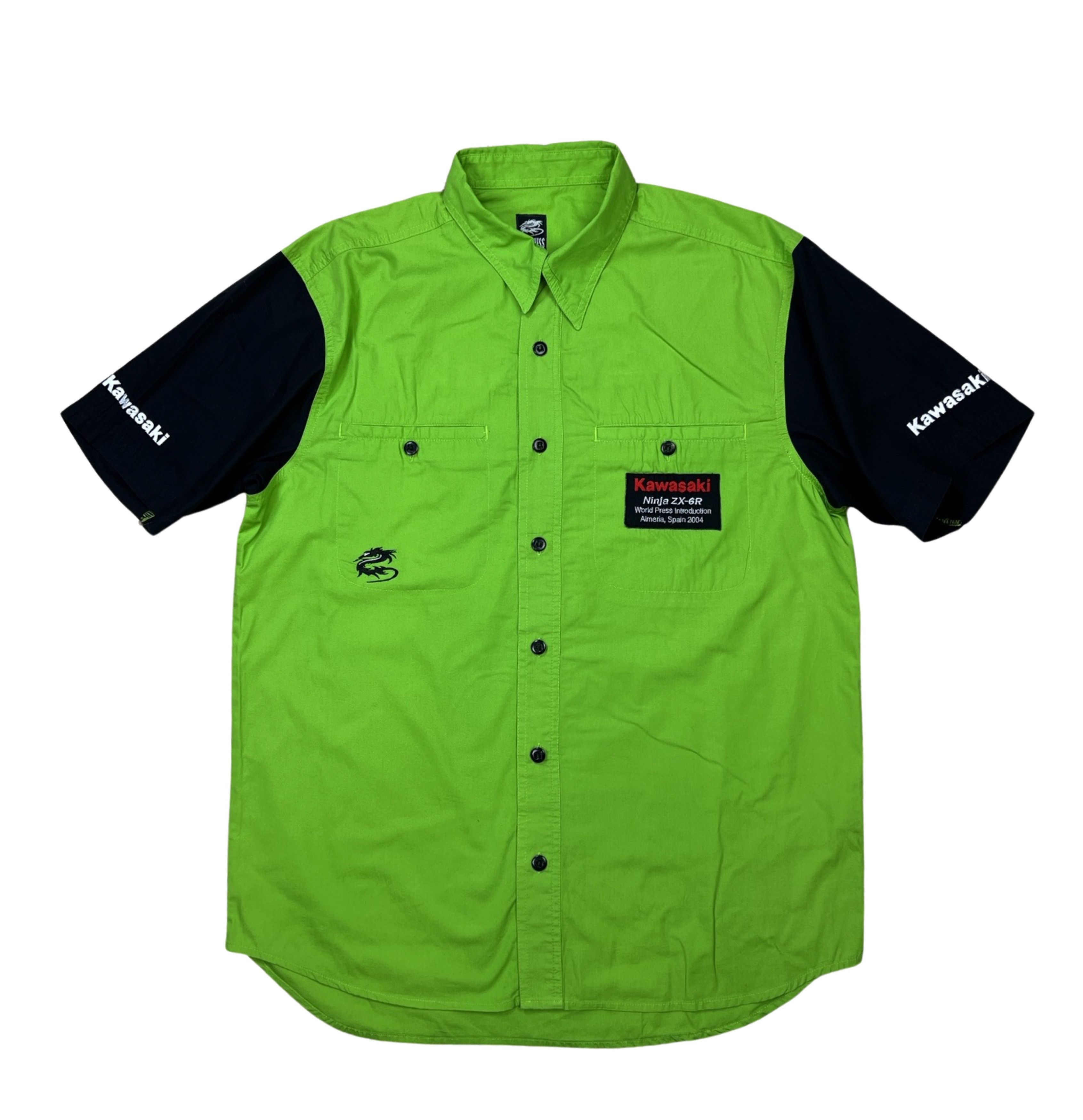 Vintage Y2K Kawasaki Ninja 2004 Moto Button Shirt Embroidery Size US L / EU 52-54 / 3 - 1 Thumbnail