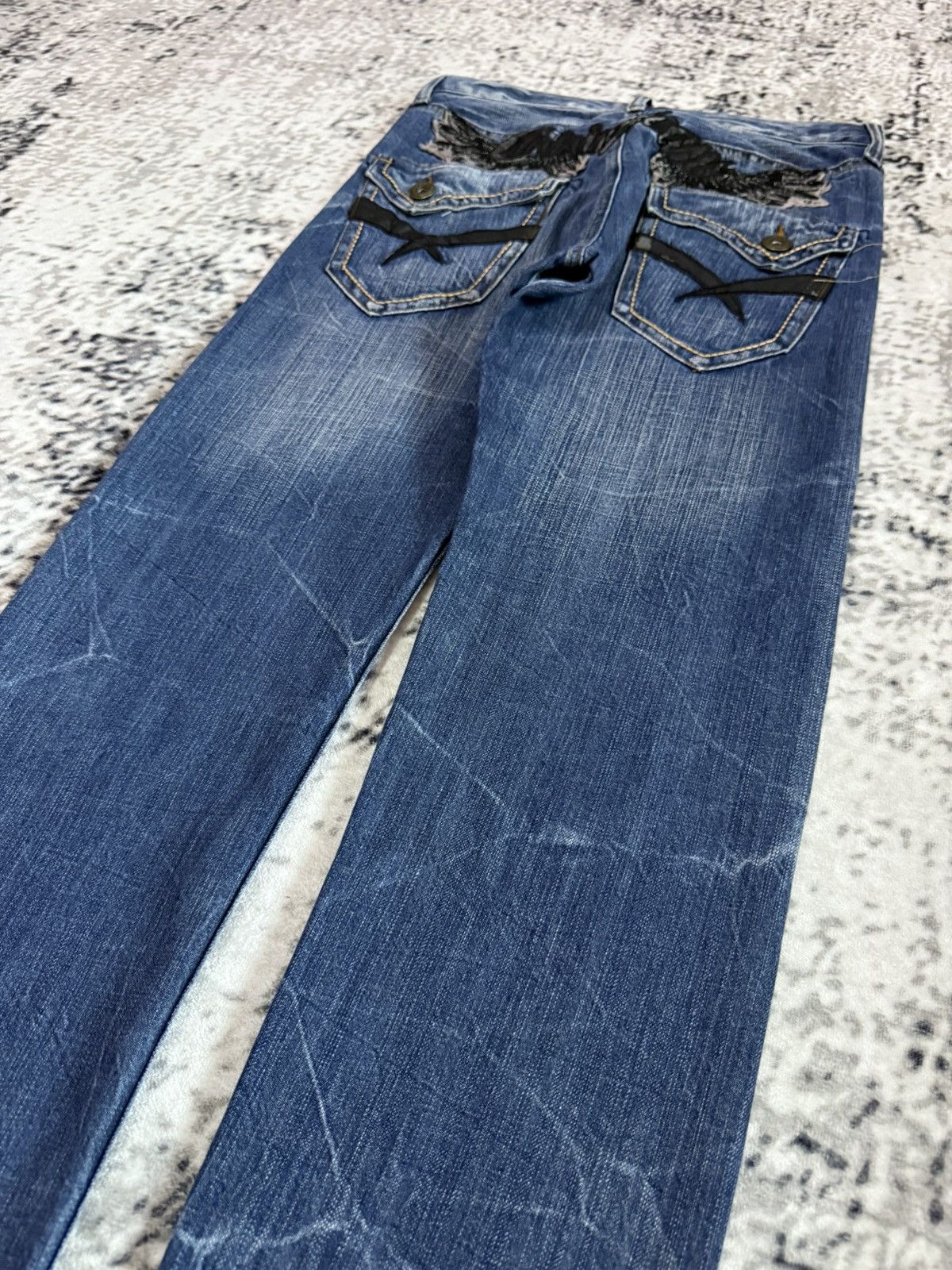 Japanese Brand Japanese Brand Sirmione Embroidery Goth Wings Y2K Jeans Size 29" - 6 Thumbnail
