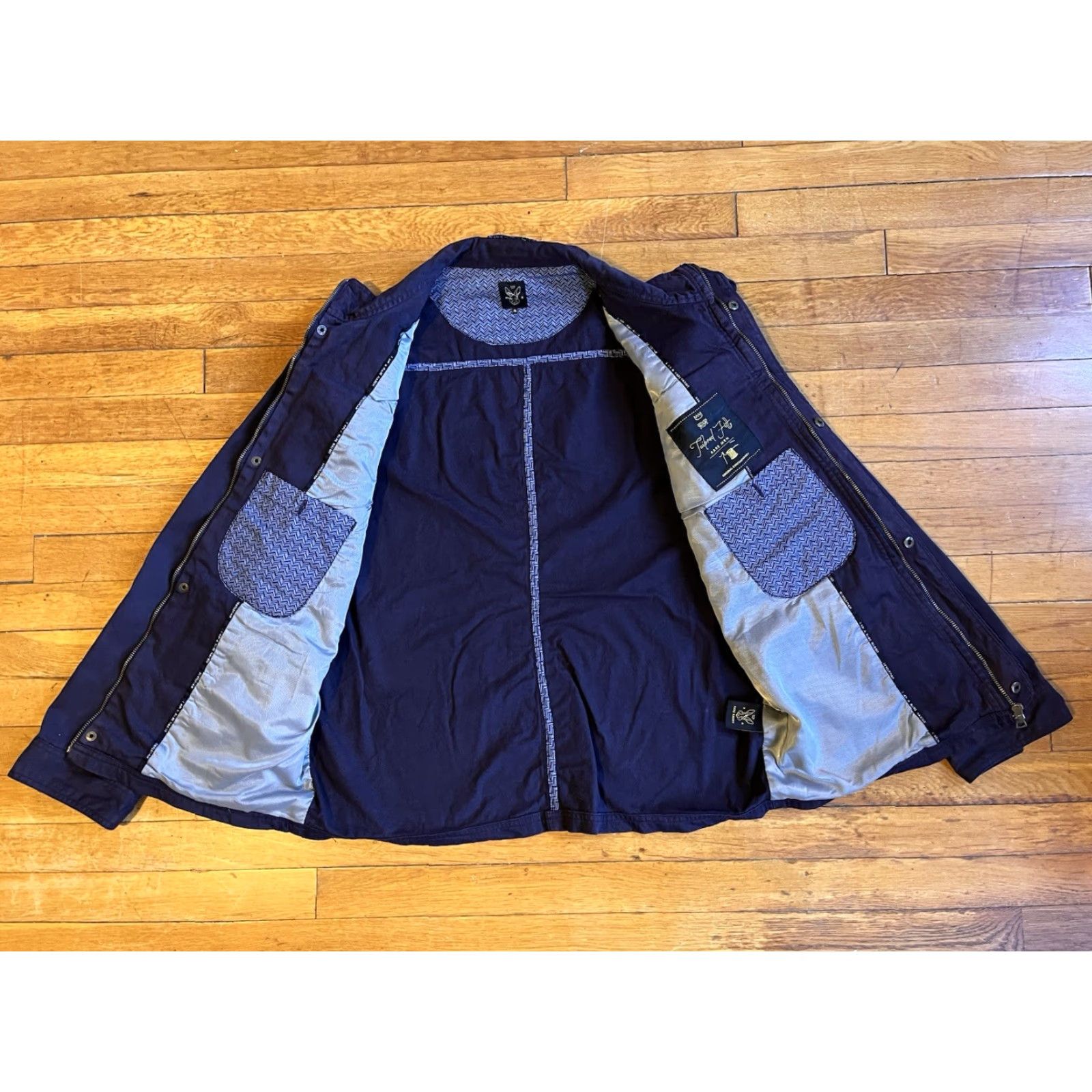 Vintage Rare Rabbit Jacket Men’s XL Blue Bomber - Short, Stand-Up Collar, Lined, Pockets, Cotton Blend, Regular Fit, Outdoor, Preppy, 45" Chest Size US XL / EU 56 / 4 - 5 Thumbnail