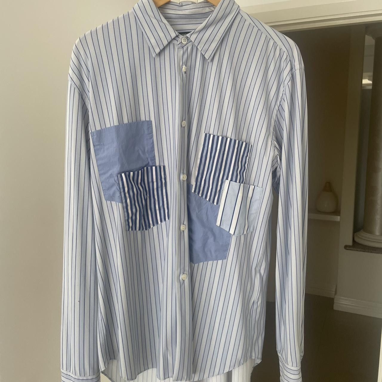Comme des Garcons Homme Deux Comme des Garçons Homme Deux Striped Patchwork Shirt Size US L / EU 52-54 / 3 - 1 Thumbnail
