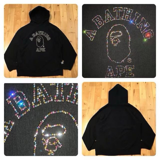 Bape × Swarovski 🔥Aoyama Exclusive🔥 Swarovski College Logo Pullover Hoodie Size US L / EU 52-54 / 3 - 1 Thumbnail