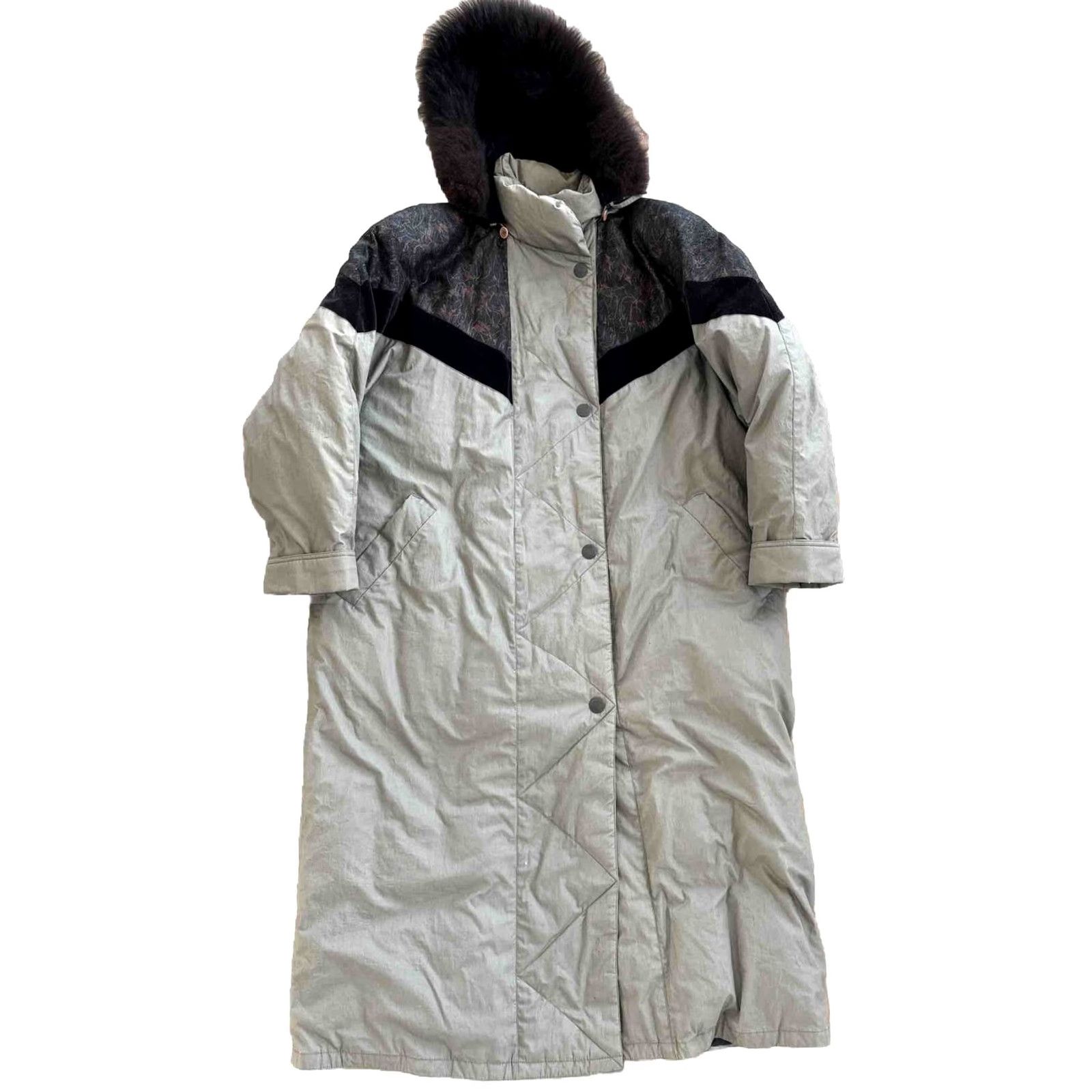 Vintage VINTAGE Cyclone Down Fur Hooded Winter Jacket Puffy Iridescent Long Womens 14 Down Jacket Quilted/Puffer Winter Storm Coat Womens/Multi XS? Size XL / US 12-14 / IT 48-50 - 2 Thumbnail